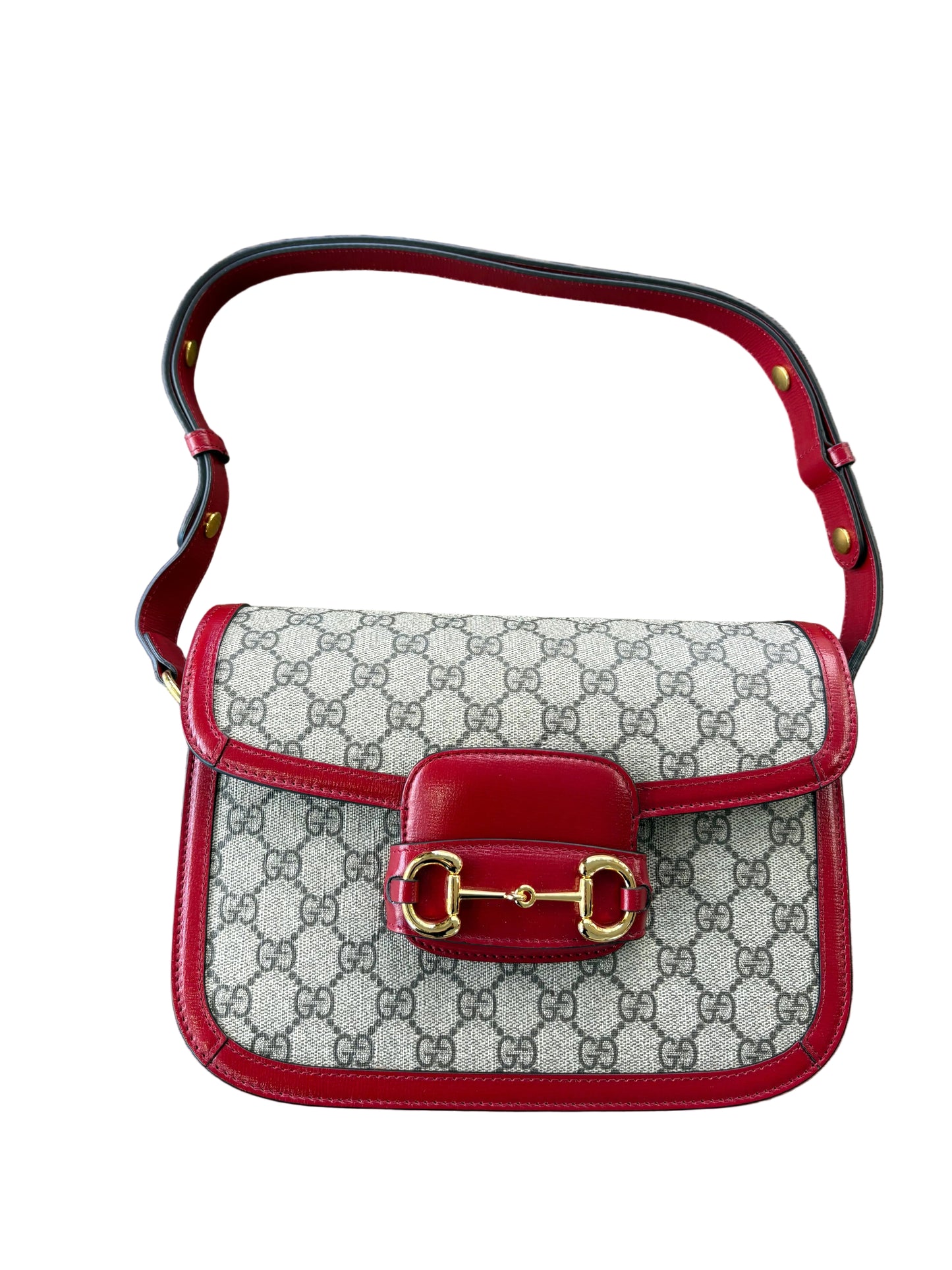 Gucci borsa Horsebit profili in pelle rossa . Nuova