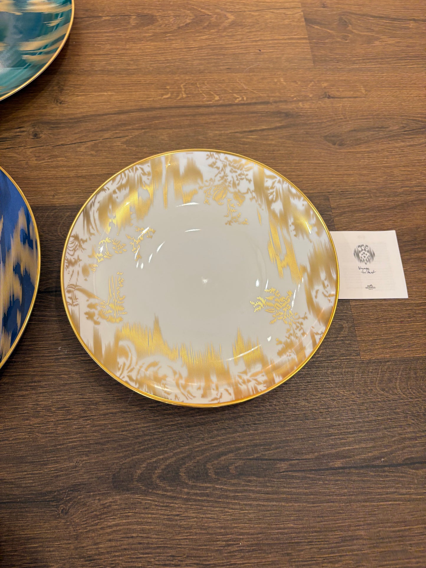 Hermès Vojage En Ikat set piatti porcellana e oro (24 pezzi) nuovo