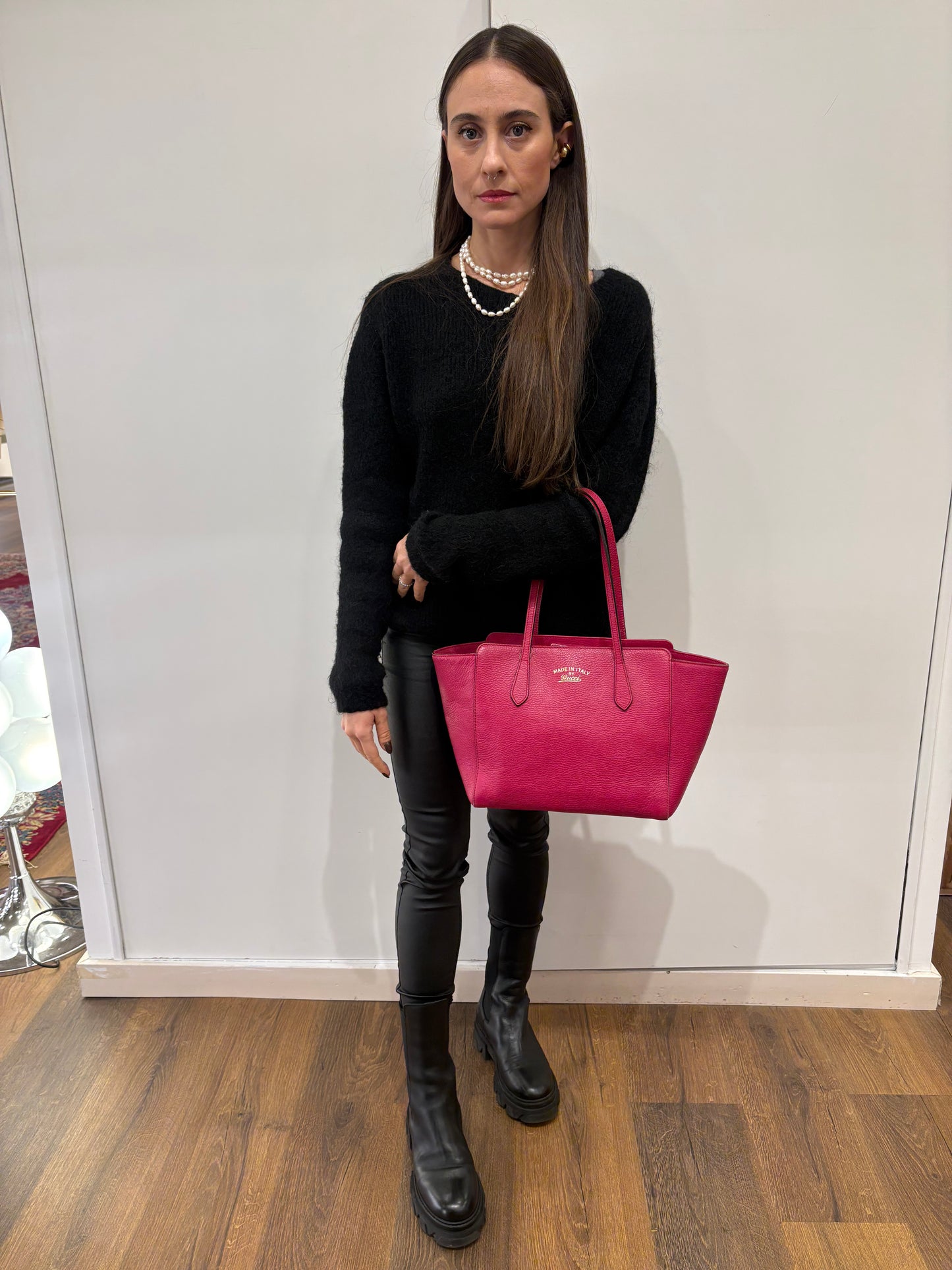 Gucci Swing  Tote bag in pelle fucsia