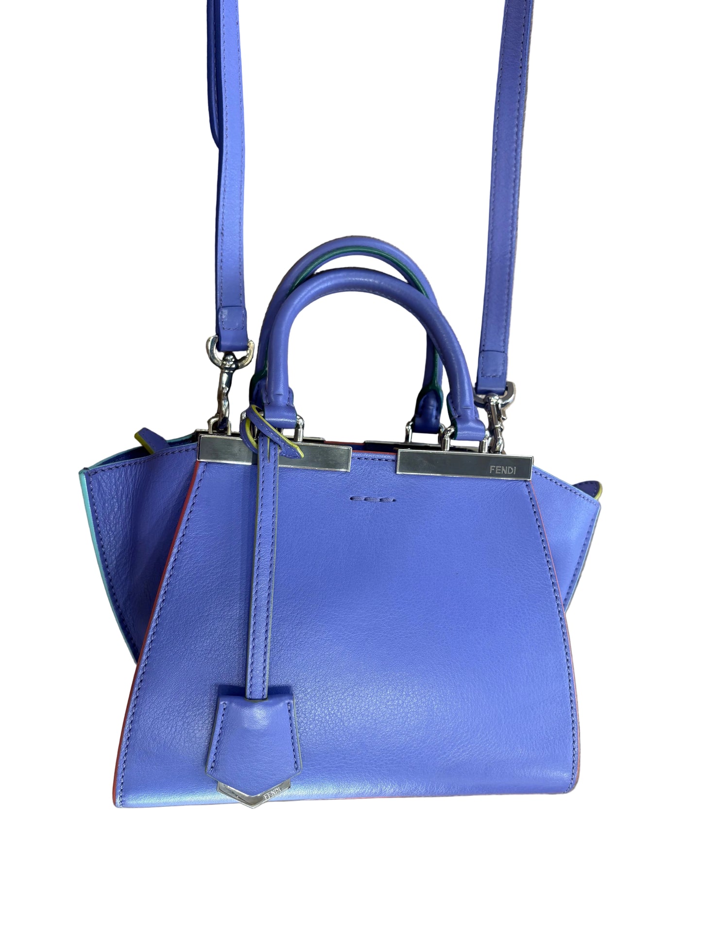 Borsa a Mano Fendi 3Jours Mini in Pelle di Vitello Viola Iris. Nuovo