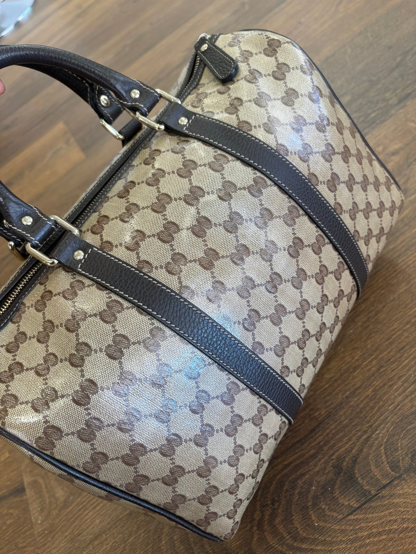 Gucci Bauletto Joy Boston Bag in Tela GG Crystal e Pelle
