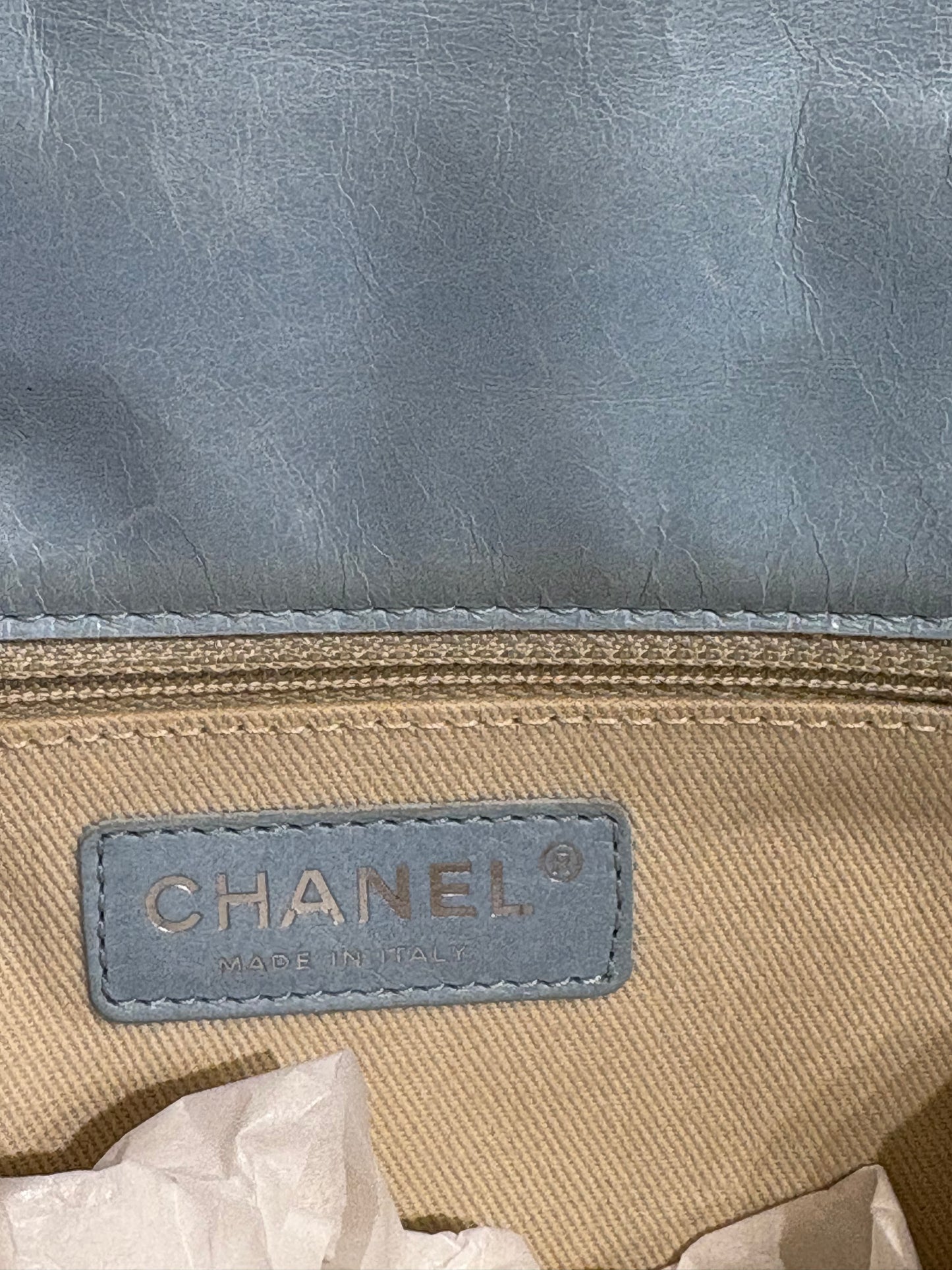 Chanel borsa Timeless Jumbo in pelle  celeste