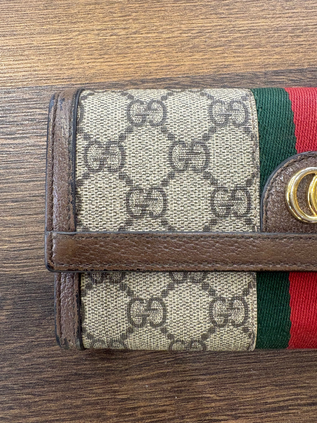 Portafoglio Continental Ophidia Gucci in Tessuto Canvas GG Supreme con Nastro Web