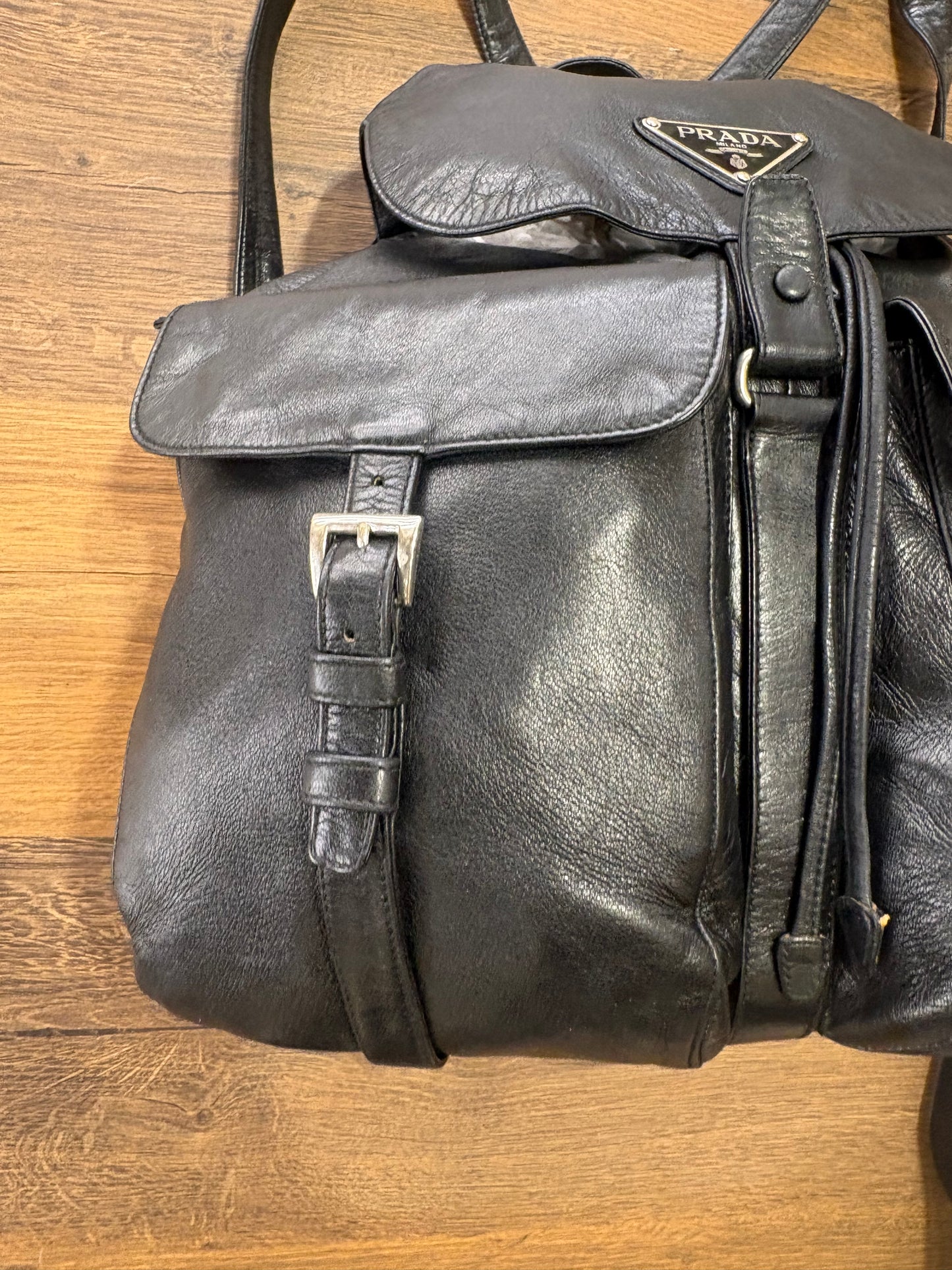 Prada zaino in pelle nero