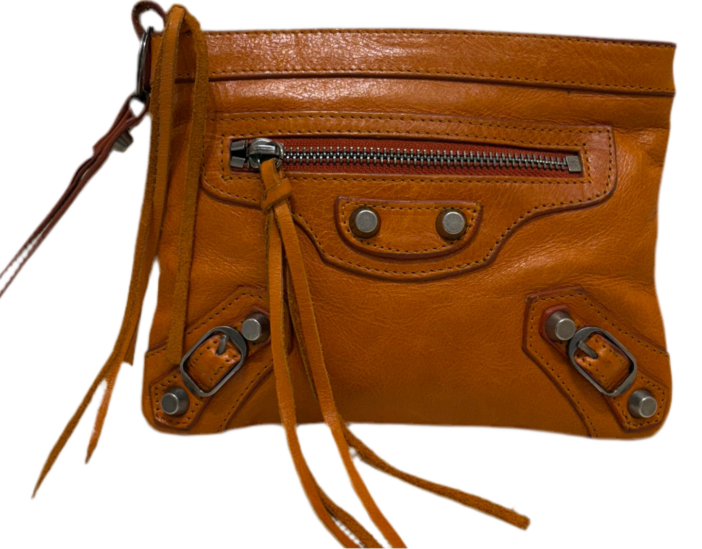 Balenciaga pochette in pelle arancione