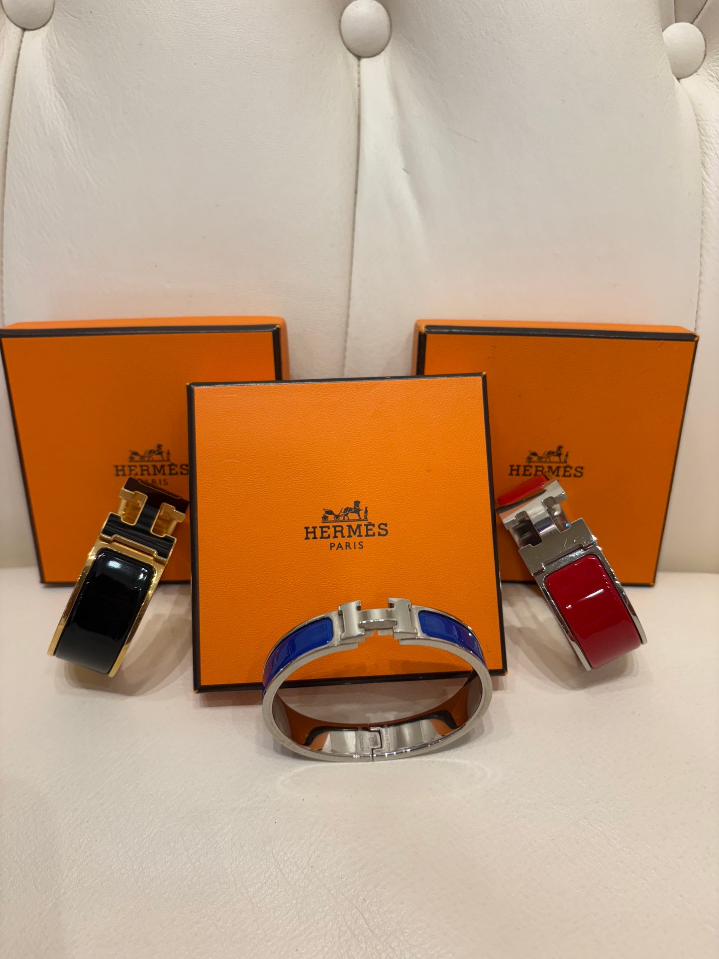 Hermès bracciale Clic H smalto bluette