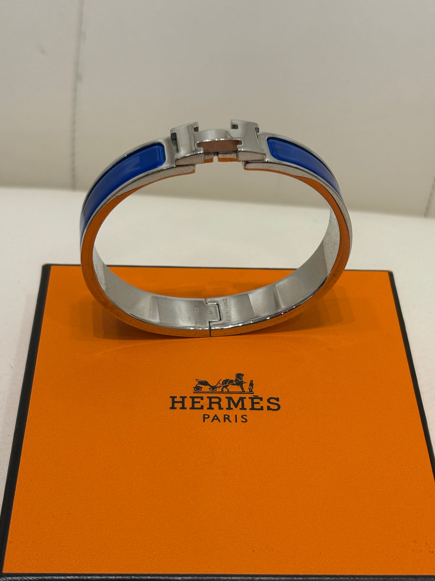 Hermès bracciale Clic H smalto bluette