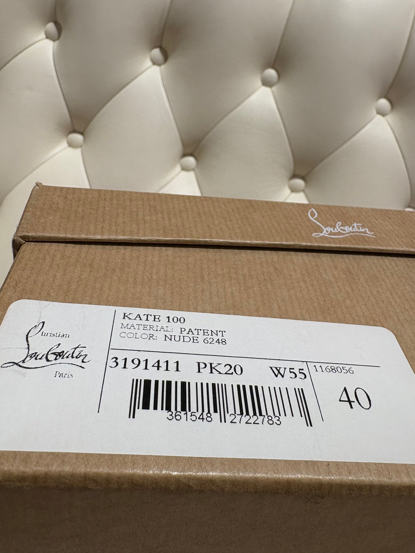 Louboutin Kate décolleté 100mm pelle verniciata cipria 40