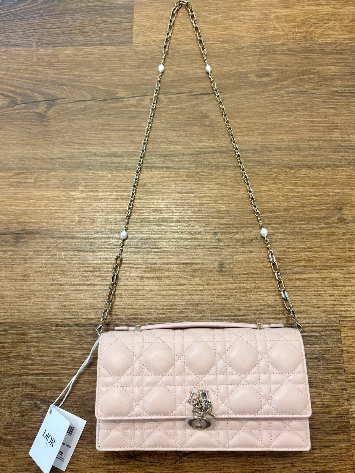 Dior mini borsa My Dior in pelle di agnello Cannage rosa cipria. Nuovo