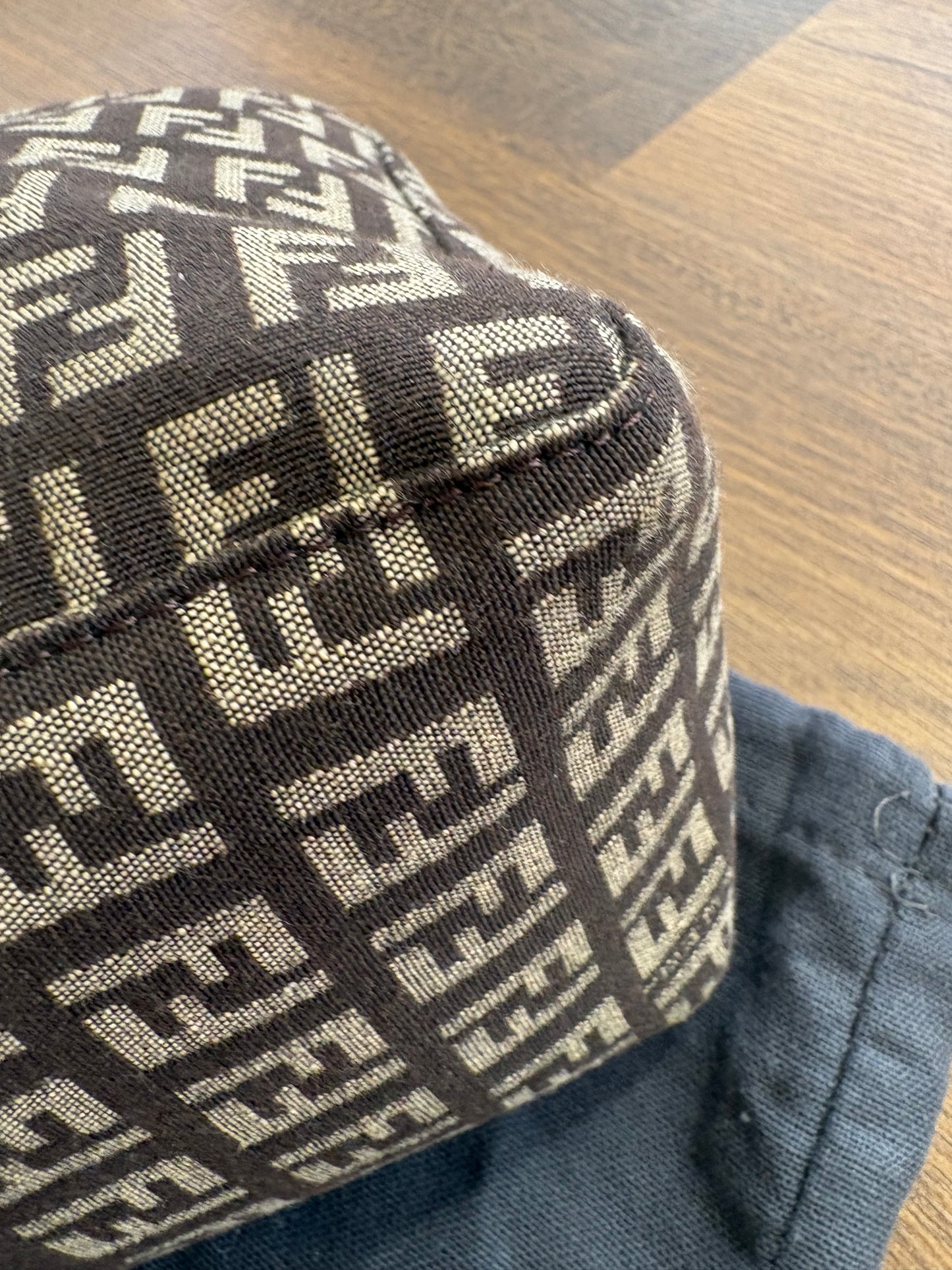 Fendi Zucchino Canvas Pochette vintage manico in pelle
