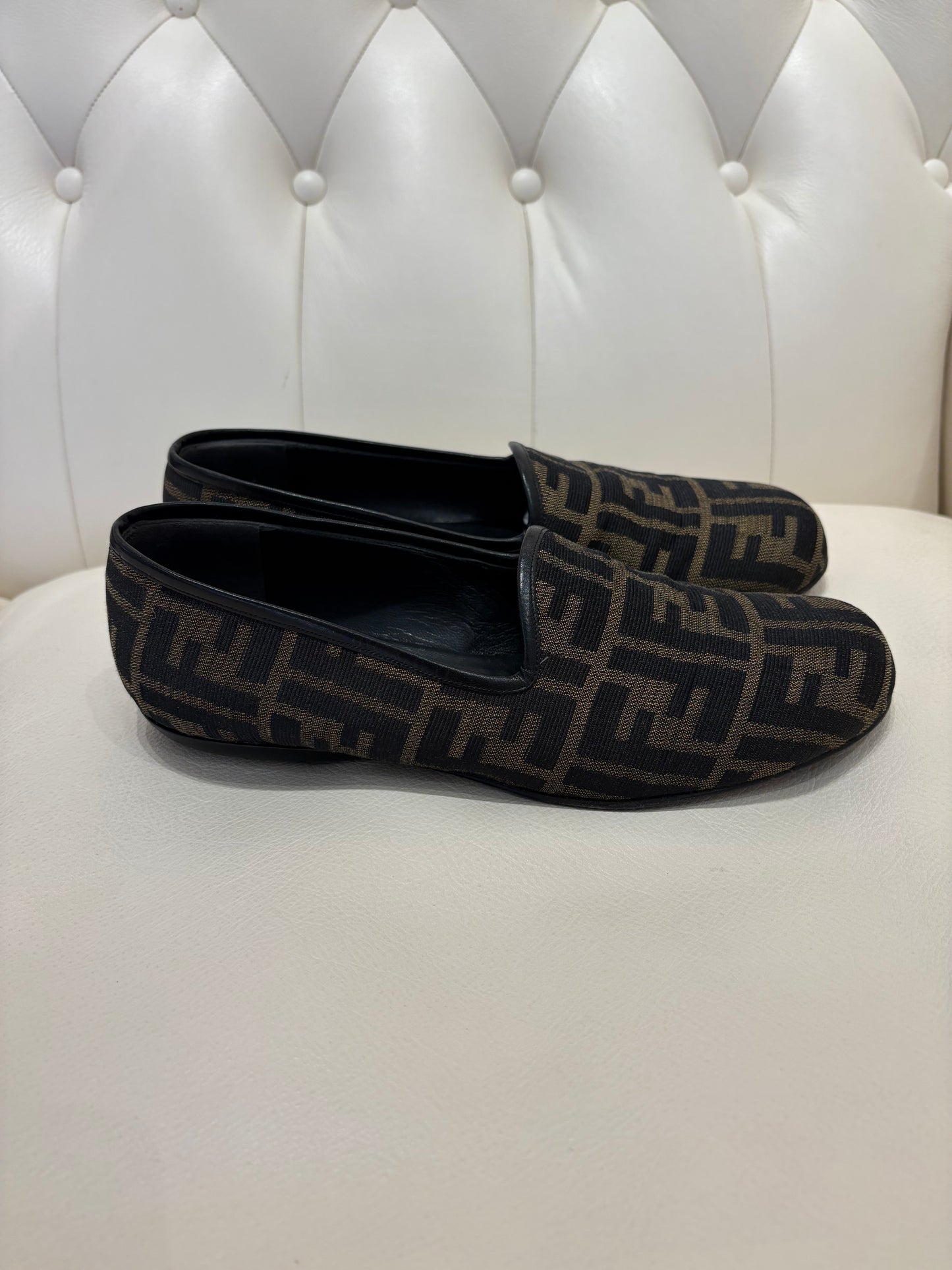 Fendi mocassini in tela monogram 38