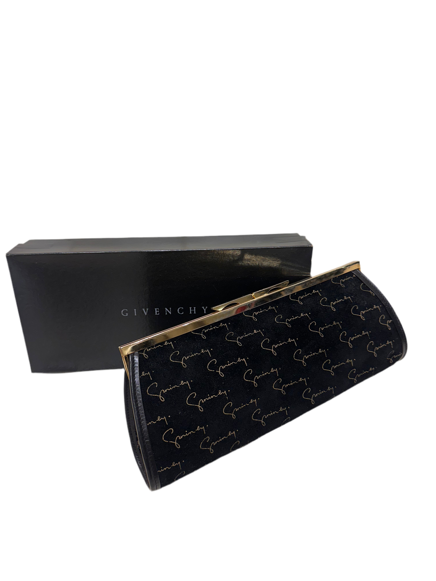 Givenchy  vintage pochette in suede nero con logo