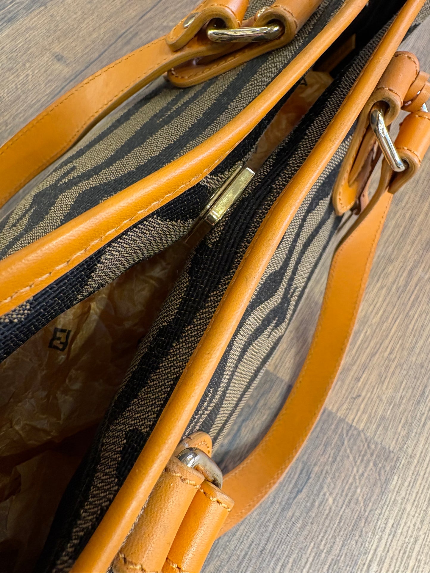 Fendi piccola borsa a mano tela e pelle