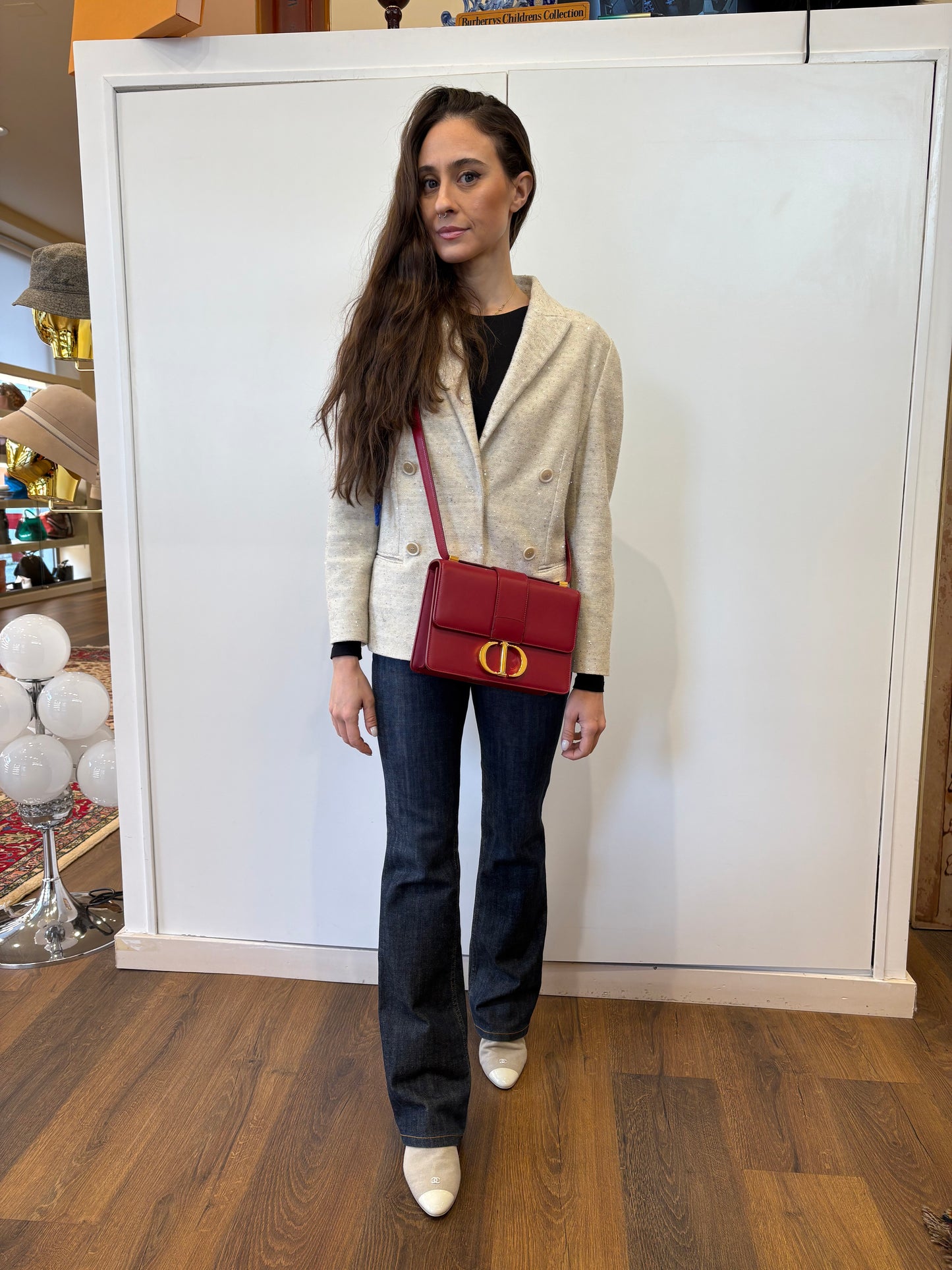 Dior borsa Montaigne30 in vitello rosso