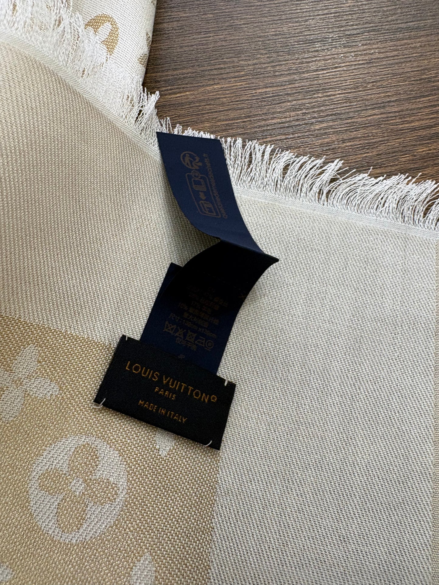 Louis Vuitton scialle Shine avorio / beige metallizzato