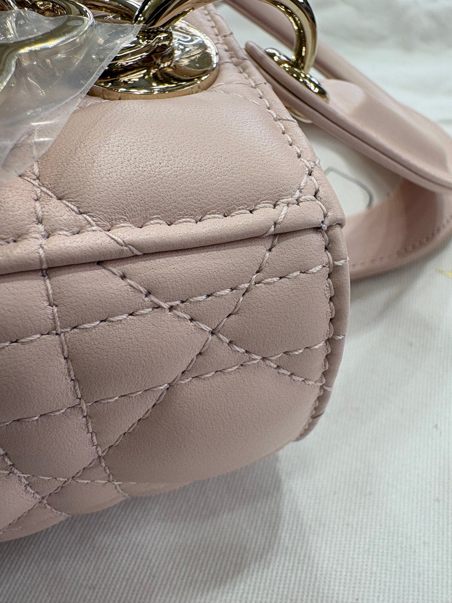 Dior Lady small in pelle cannage rosa hw gold