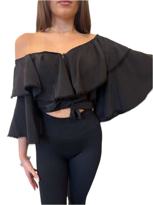 Chloe’ blusa in seta volants maniche ampie