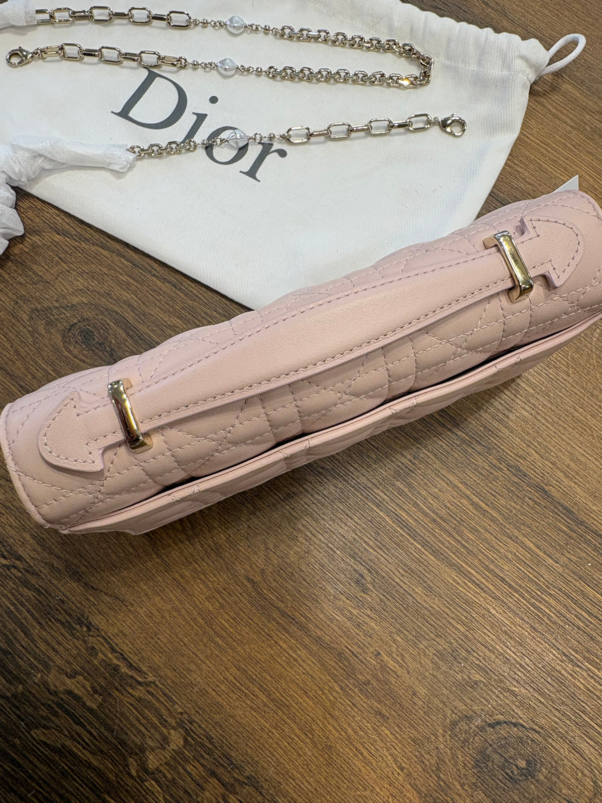 Dior mini borsa My Dior in pelle di agnello Cannage rosa cipria. Nuovo
