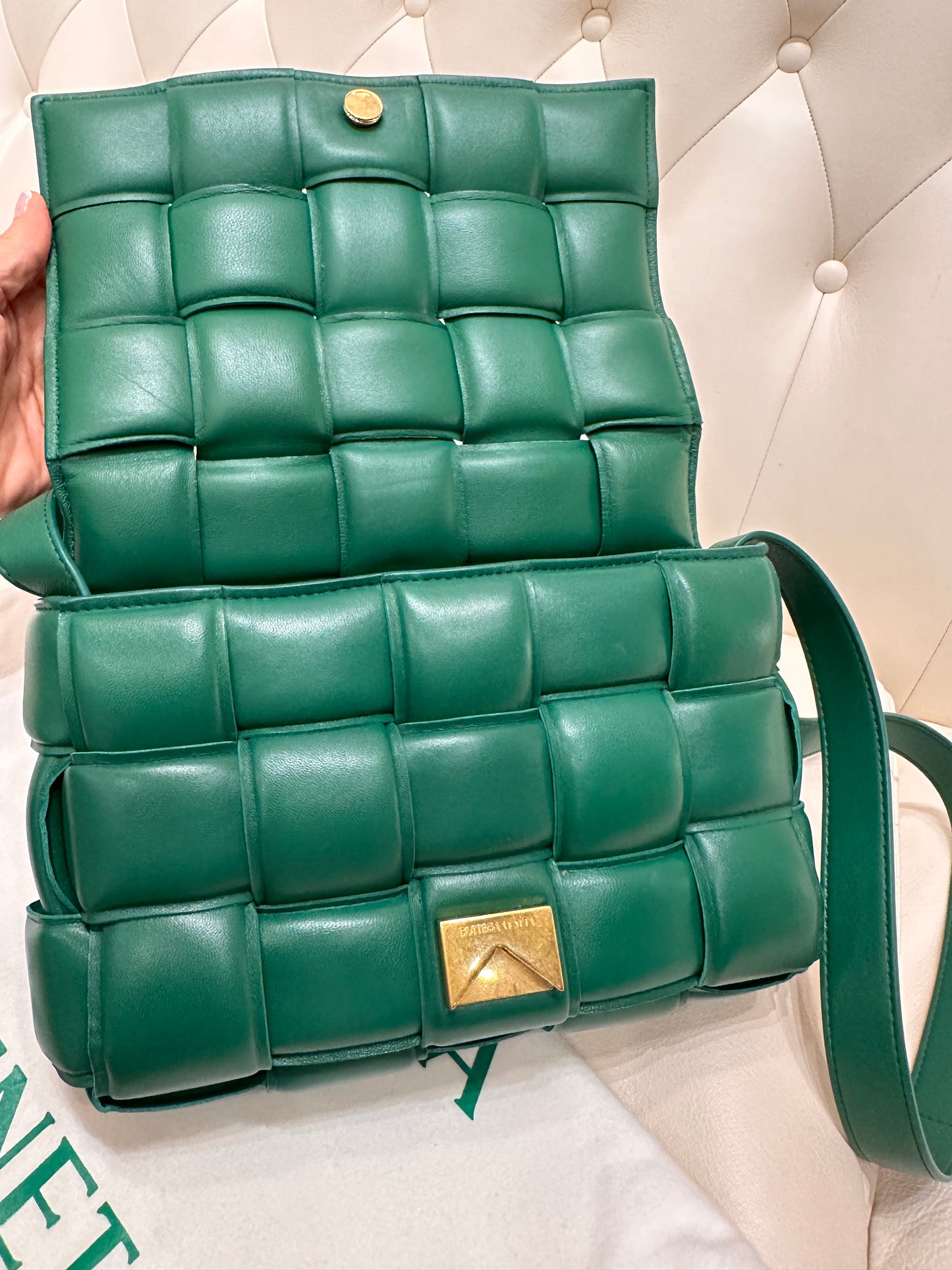 Bottega Veneta Cassette pelle di agnello verde