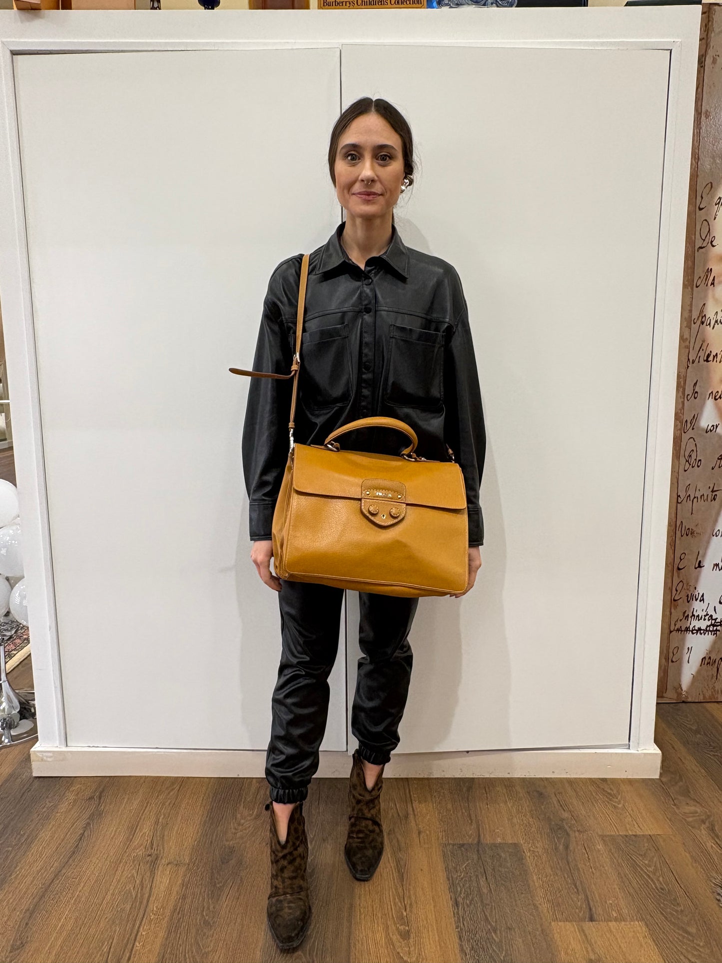 Prada borsa in pelle caramel