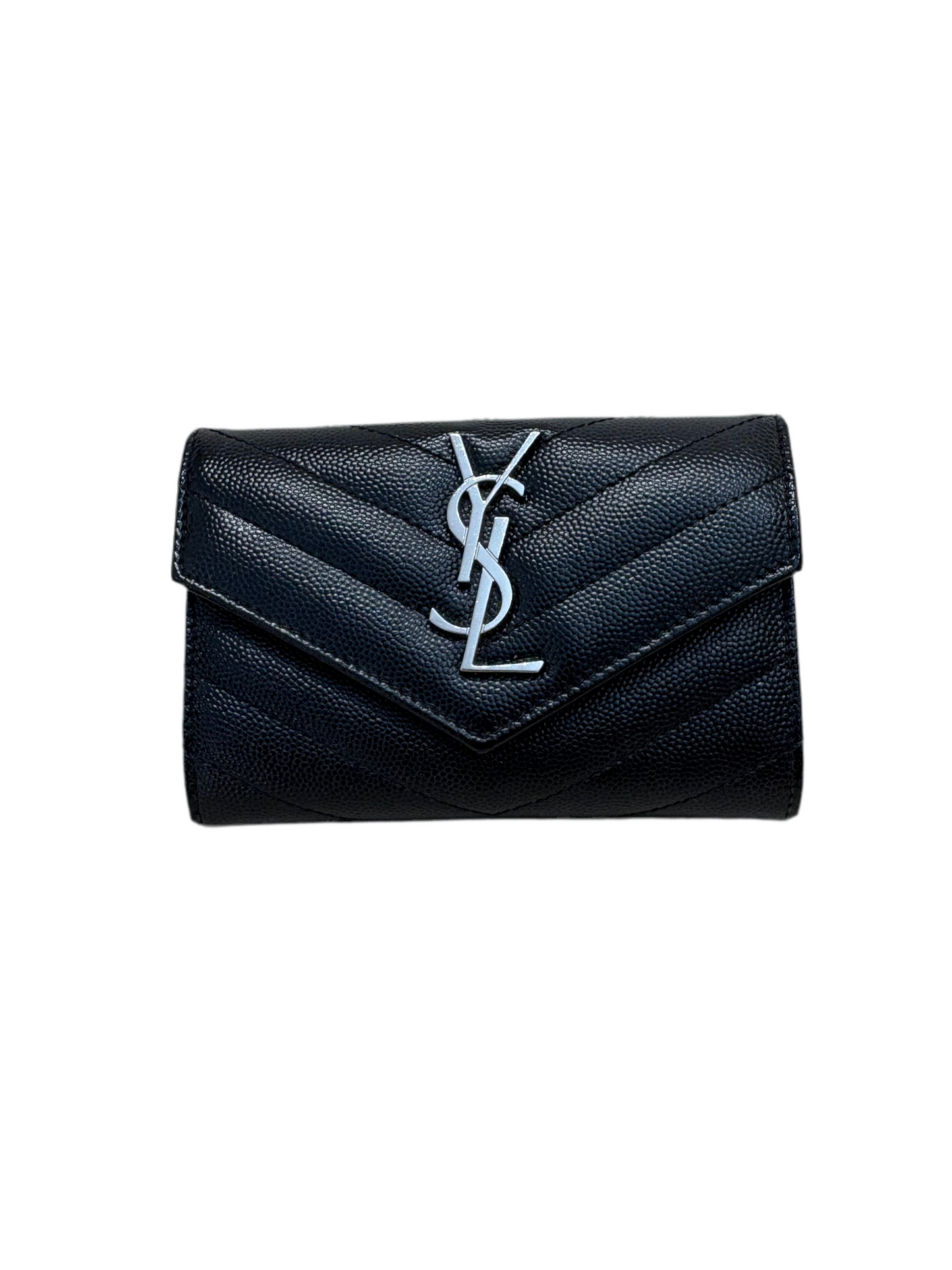 Ysl Cassandre porta carte in pelle goffrata grain de poudre