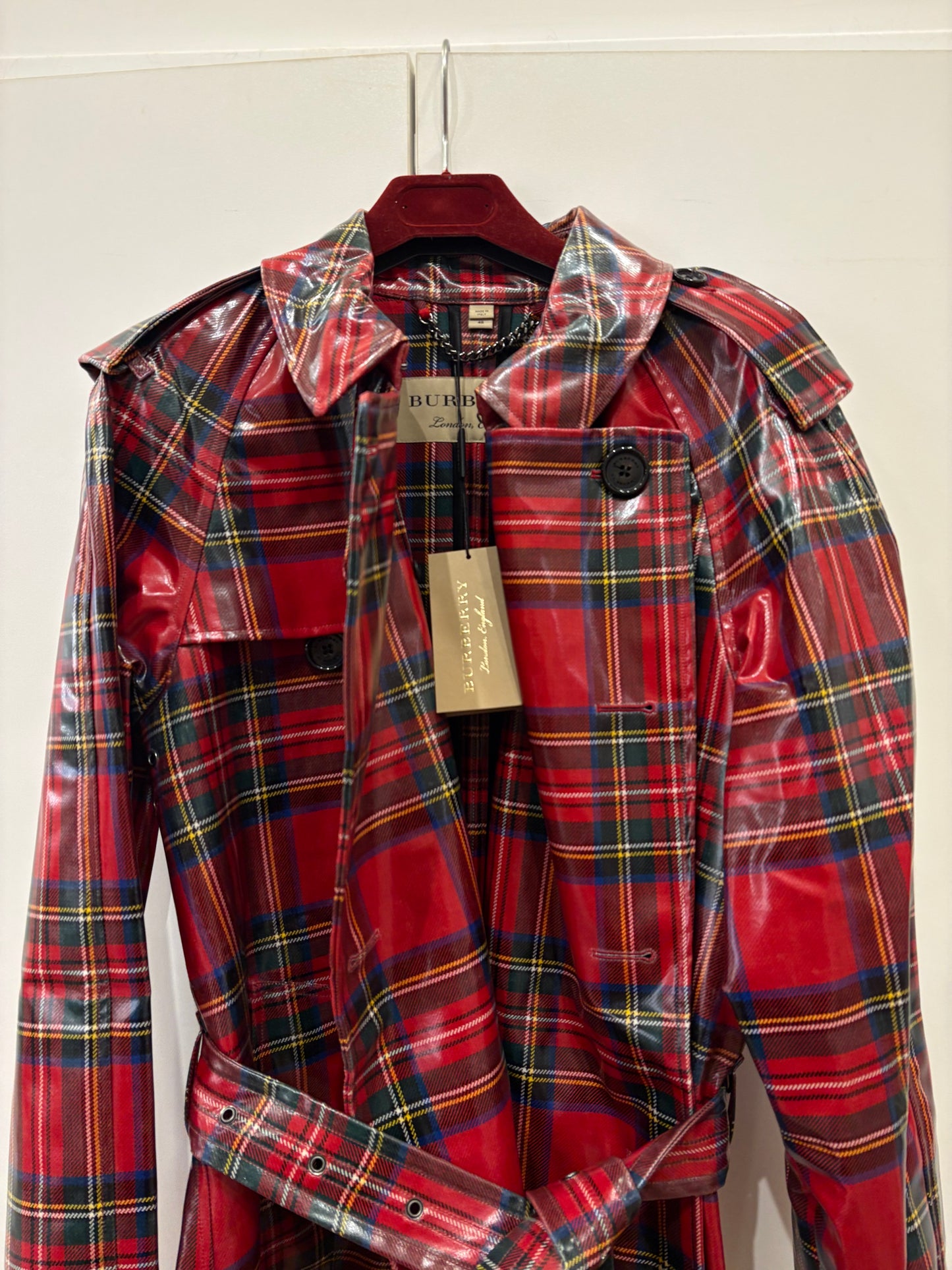 Burberry trench coat  lungo in vinile e lana vergine