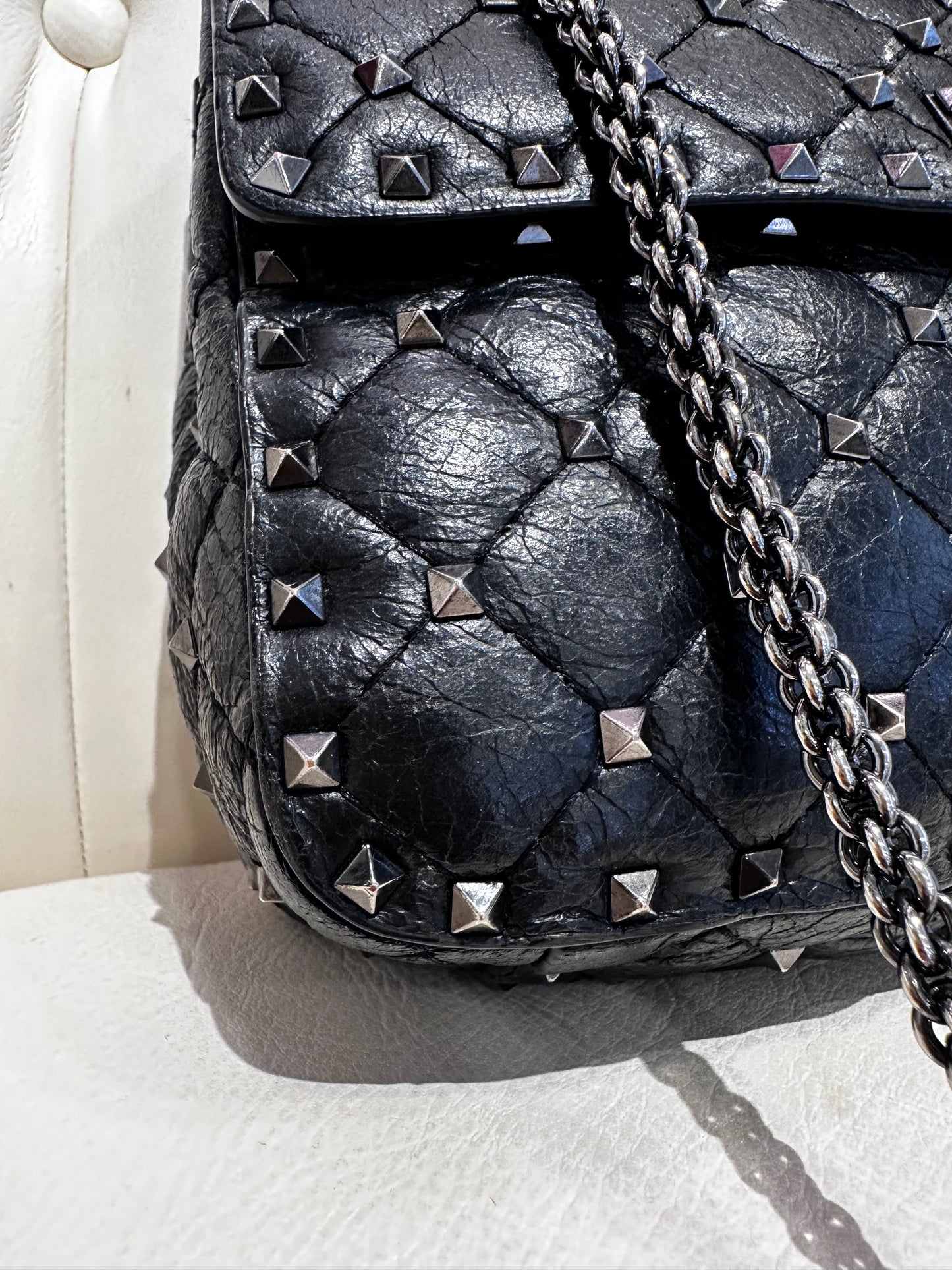 Valentino borsa media Rockstud Spike in nappa