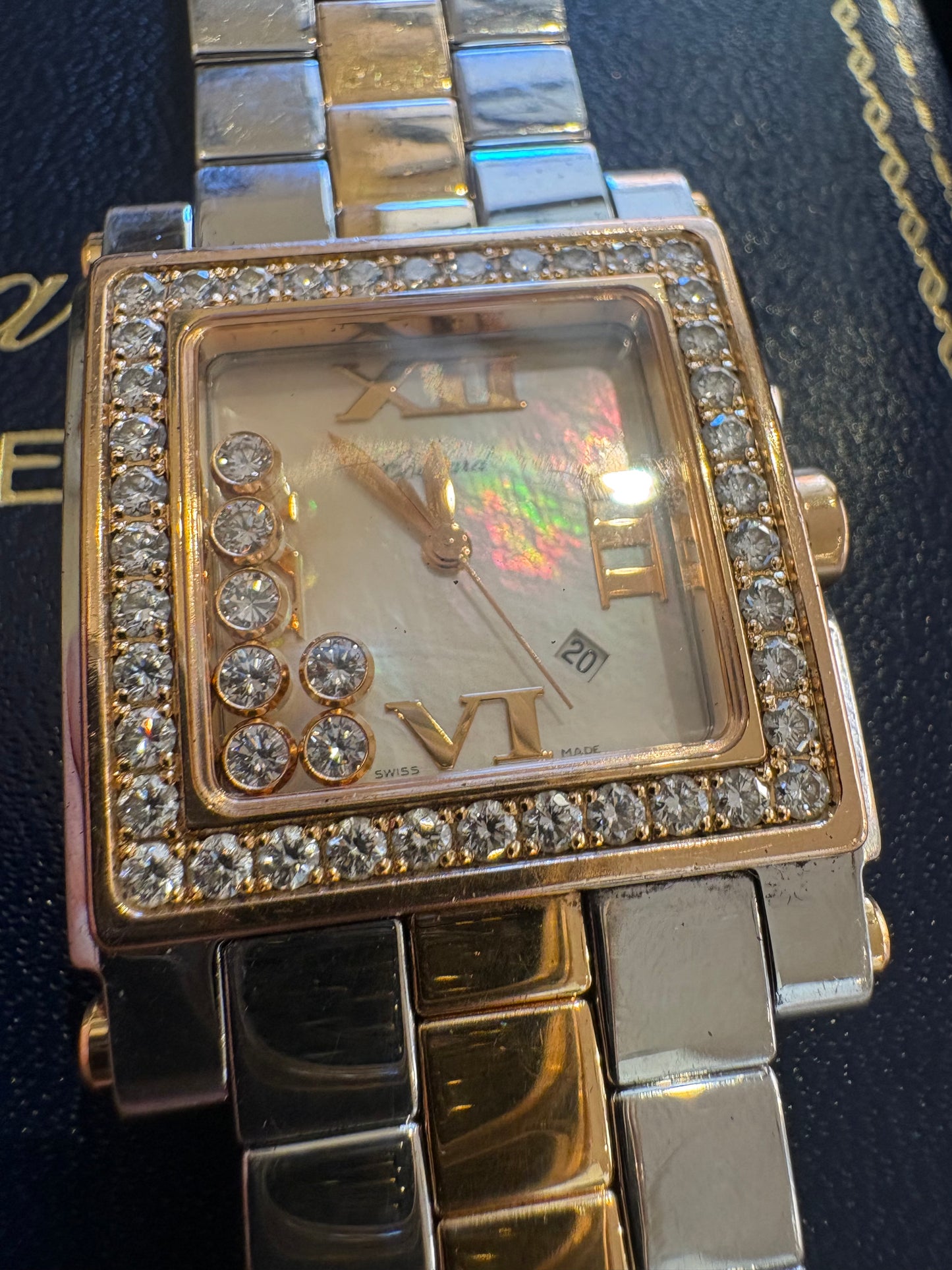 Orologio Chopard Happy Sport Con Diamanti, Acciaio E Oro Rosa 18k