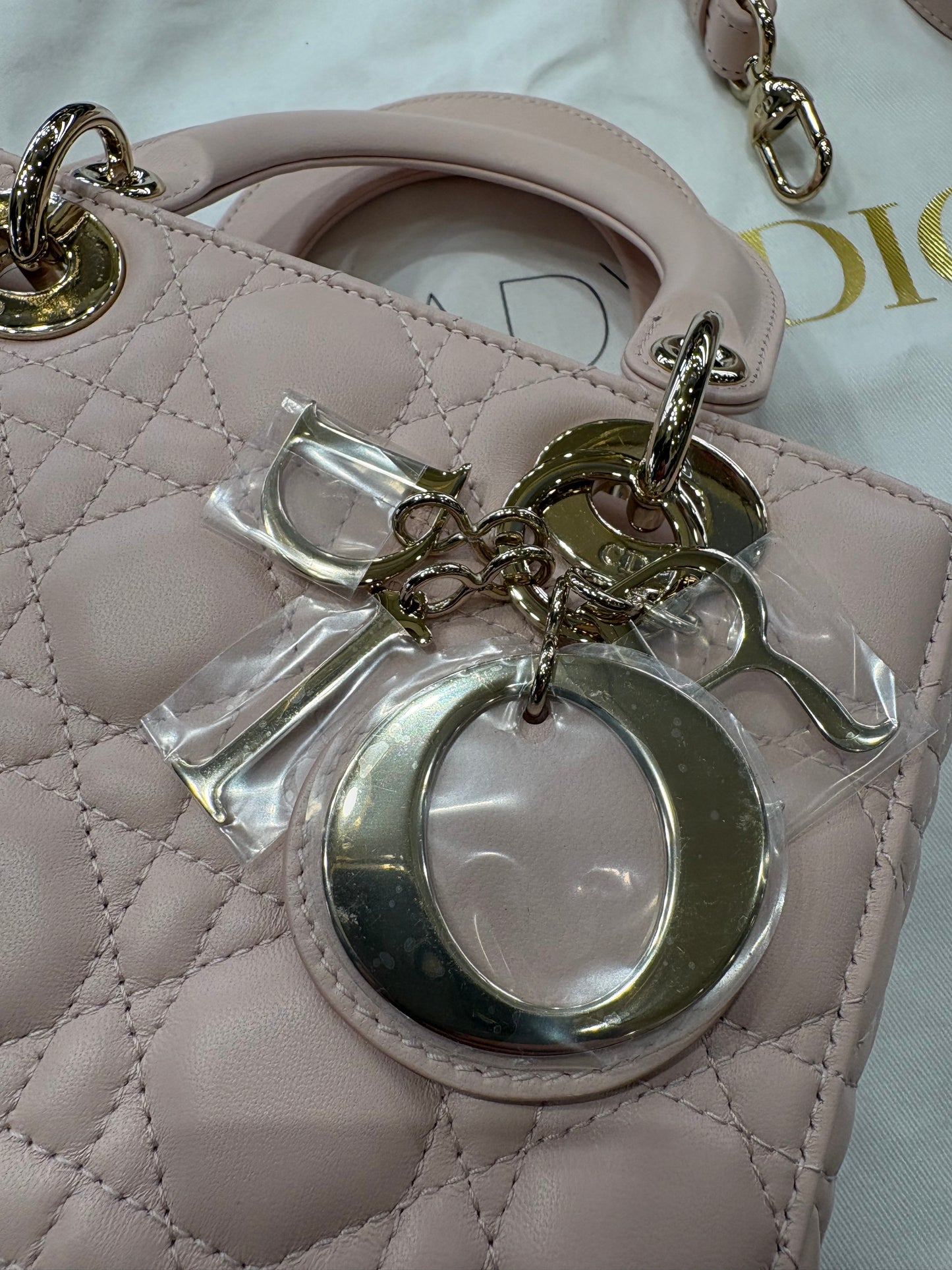 Dior Lady small in pelle cannage rosa hw gold