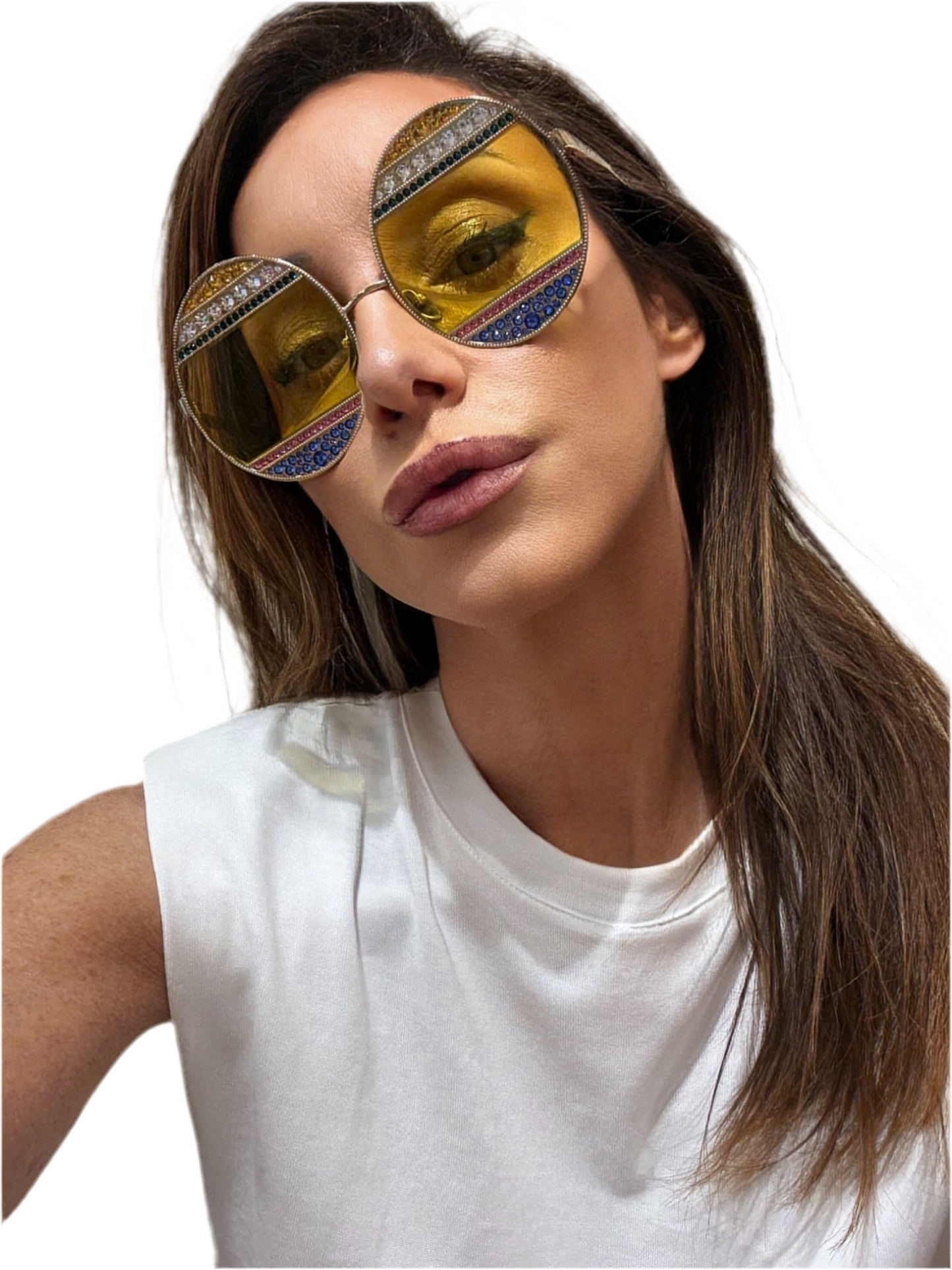 Dolce Gabbana occhiali over size lenti gialle e cristalli multicolor ( Lim. Edition)