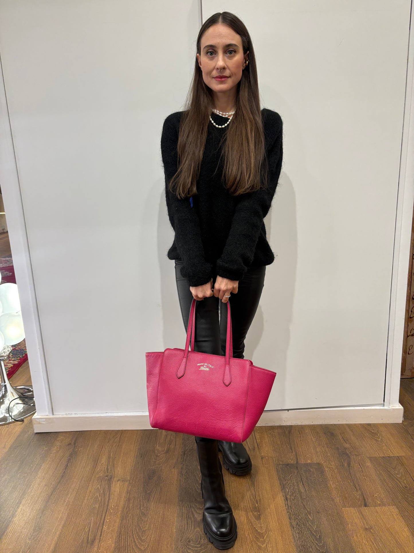 Gucci Swing  Tote bag in pelle fucsia