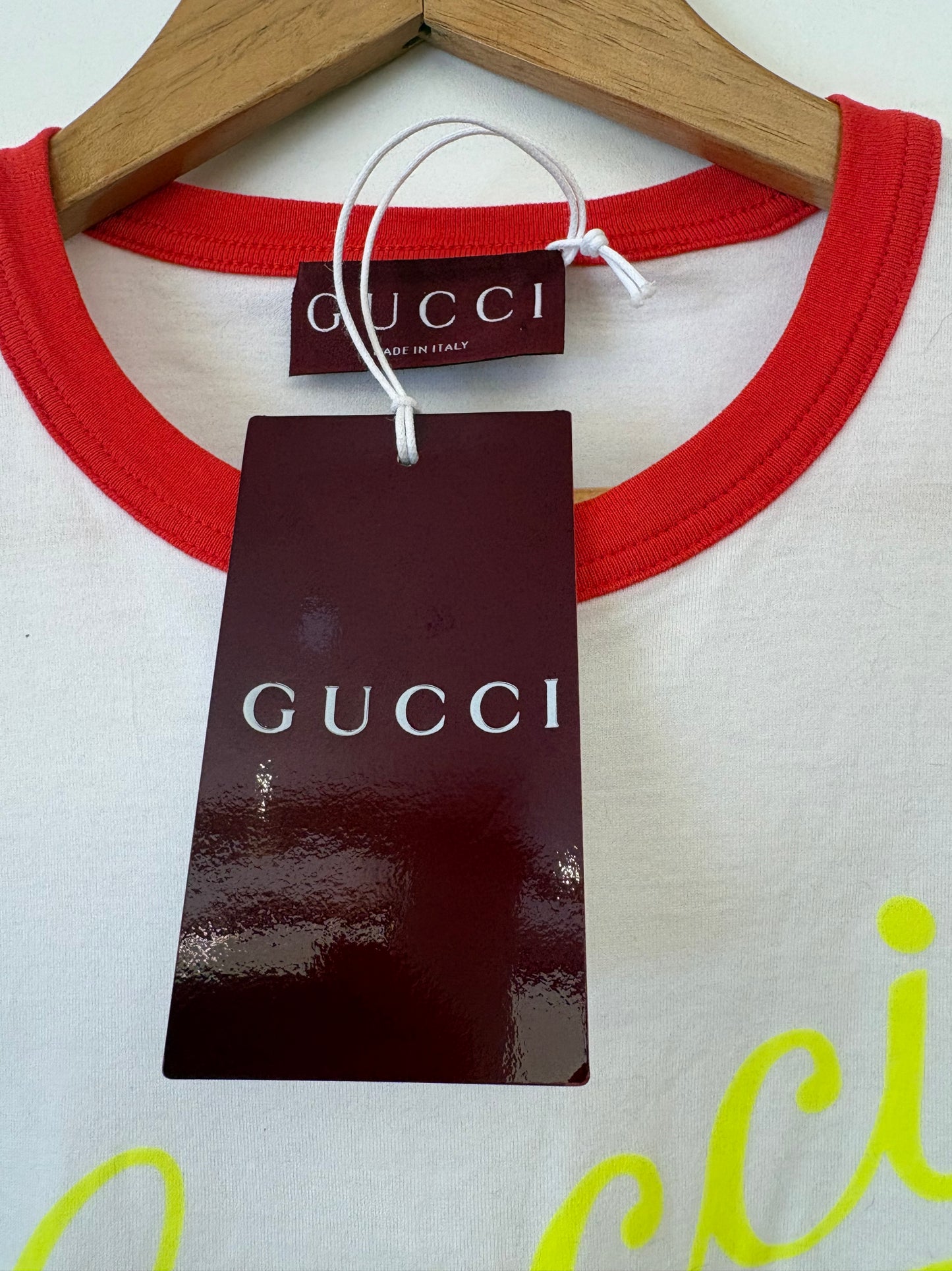 Gucci t-shirt Crop Top "Mykonos" d'Ispirazione Rétro. Nuovo