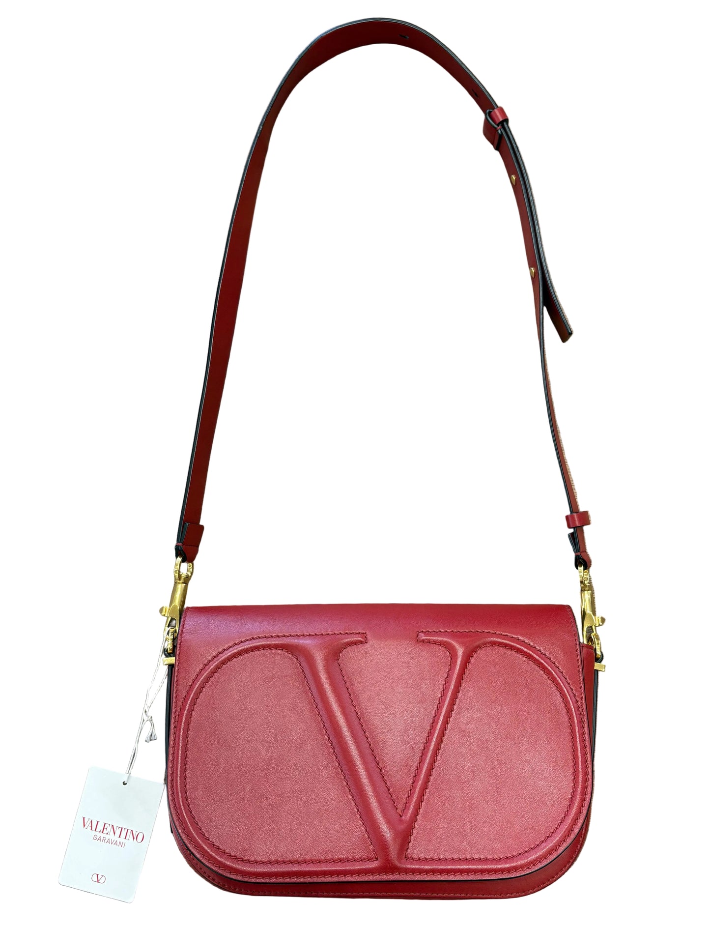 Valentino VLogo Walk borsa a spalla in vitello rosso