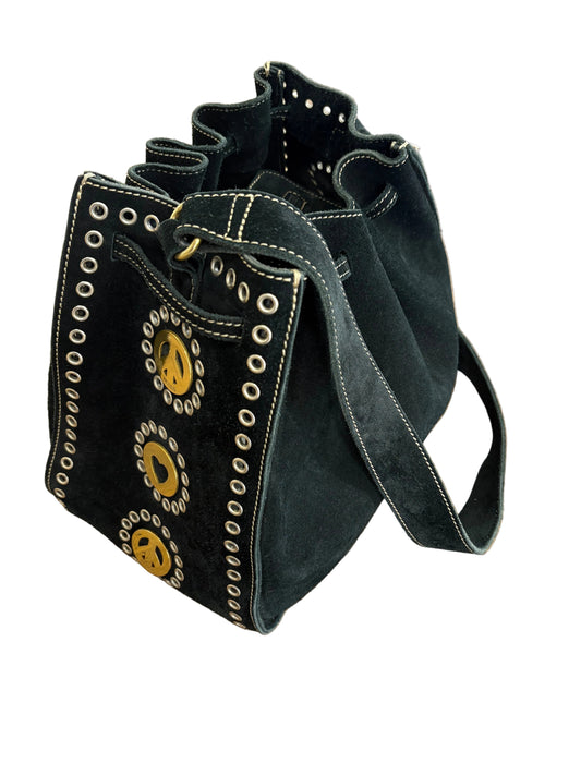 Moschino secchiello in suede nero metallo dorato . Vintage