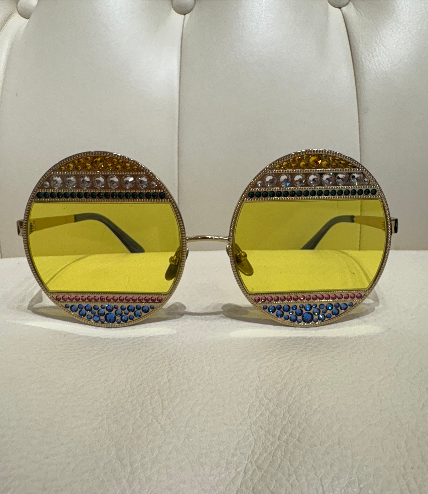 Dolce Gabbana occhiali over size lenti gialle e cristalli multicolor ( Lim. Edition)