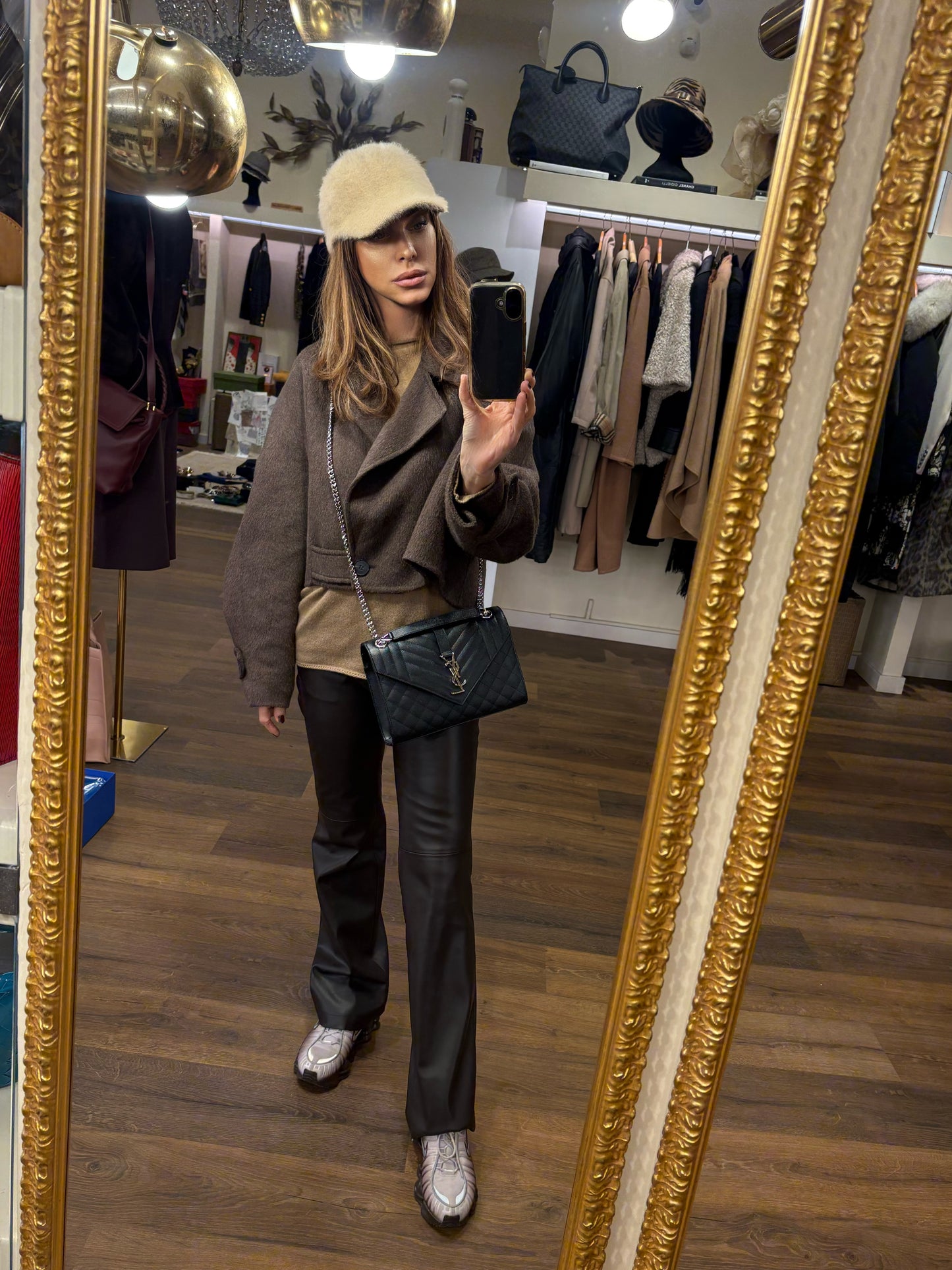 Ysl Envelope media nera metallo  silver