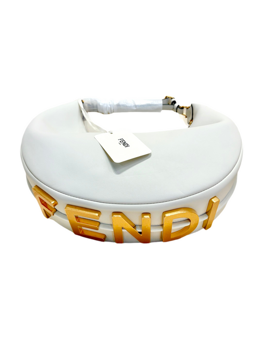 Fendigraphy hobo bag in pelle bianca