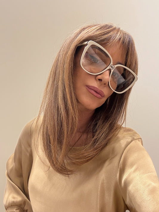 Gucci occhiali over size da sole montatura bianca