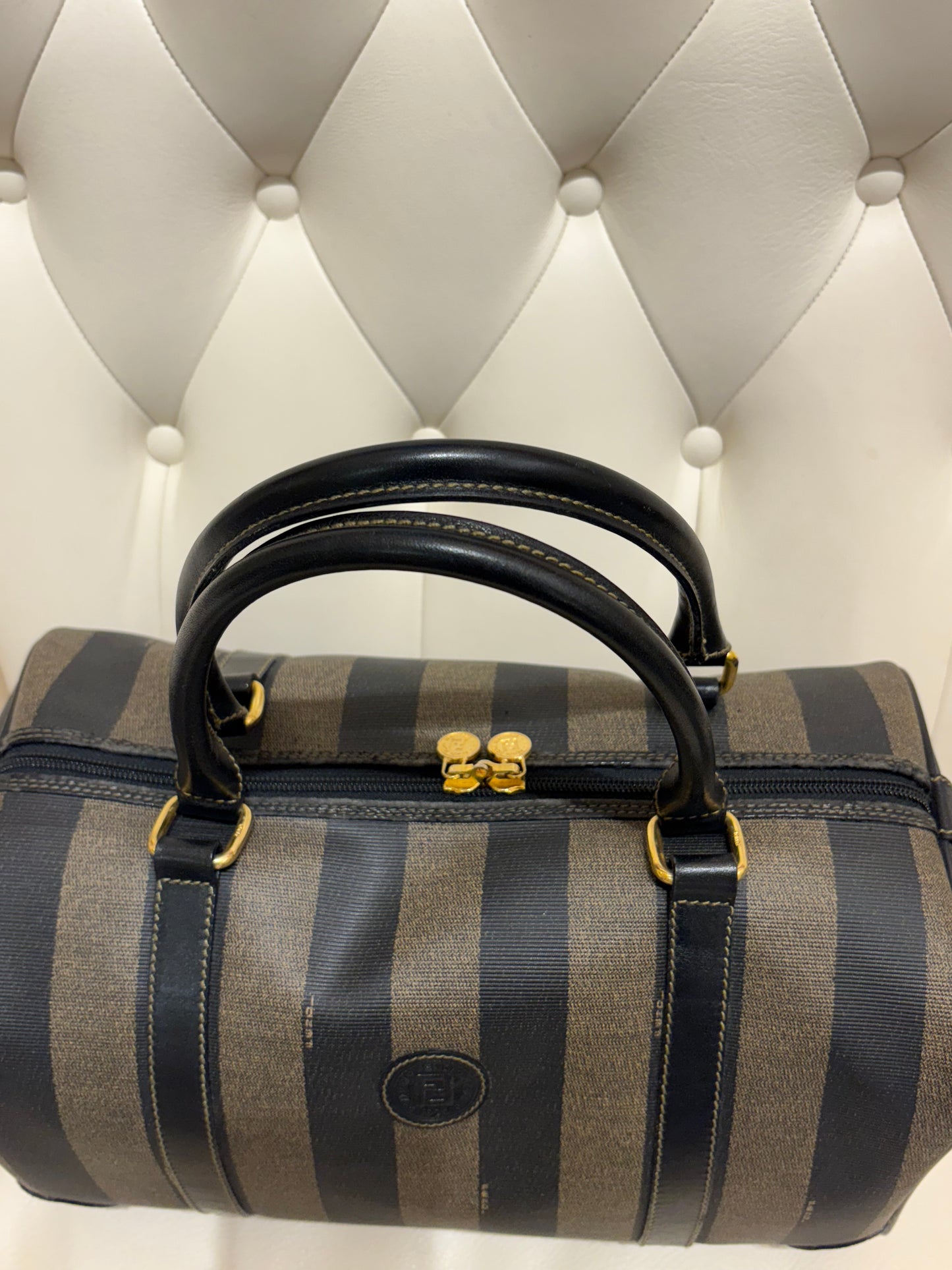 Fendi borsa bauletto manici pelle