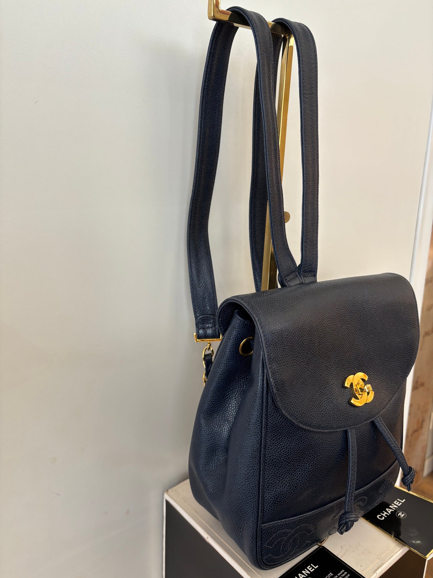 Chanel zaino in pelle blu