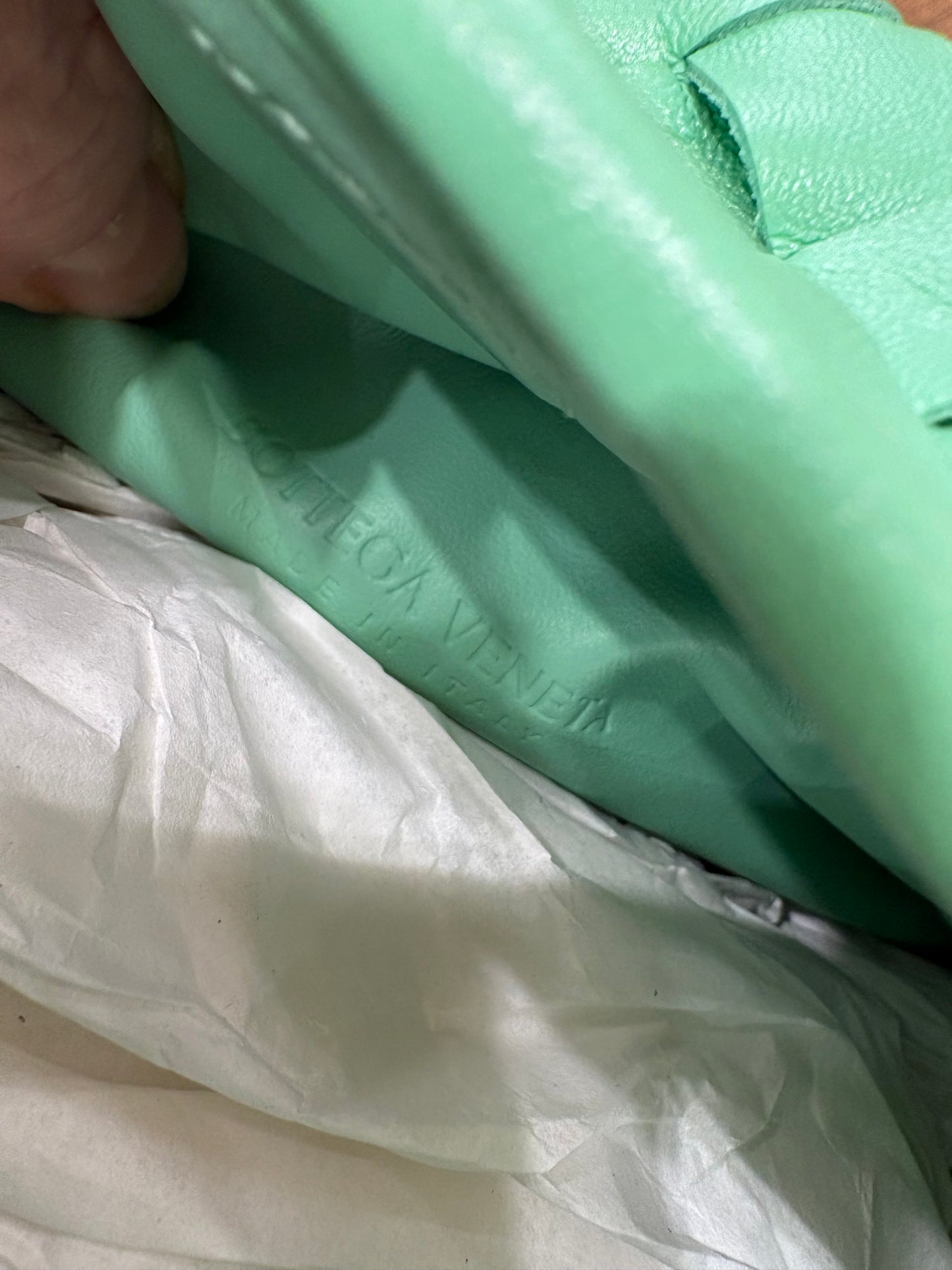 Bottega Veneta Hop in pelle intrecciata verde menta