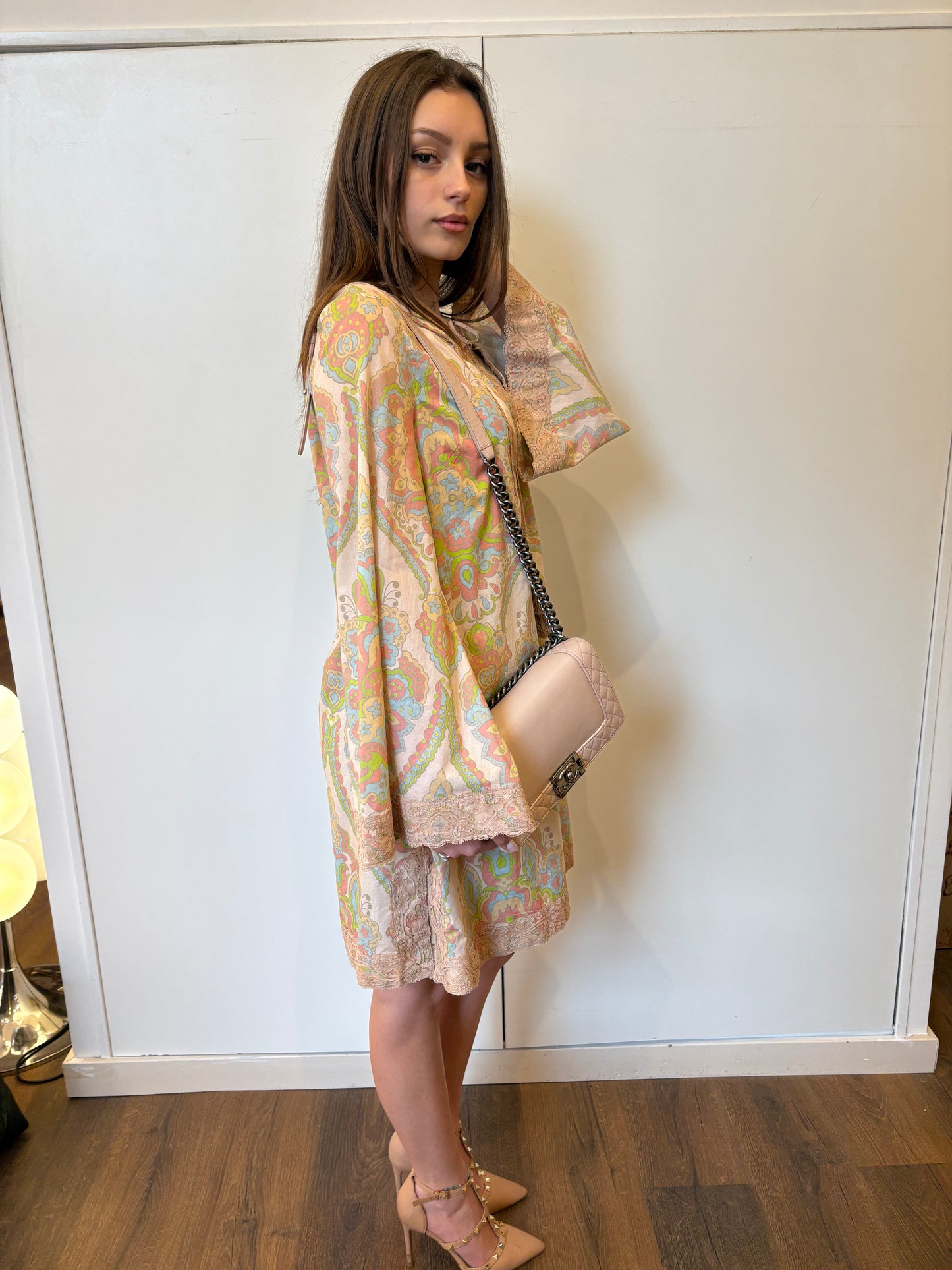 Gucci Kaftano in cotone stampato maniche ampie