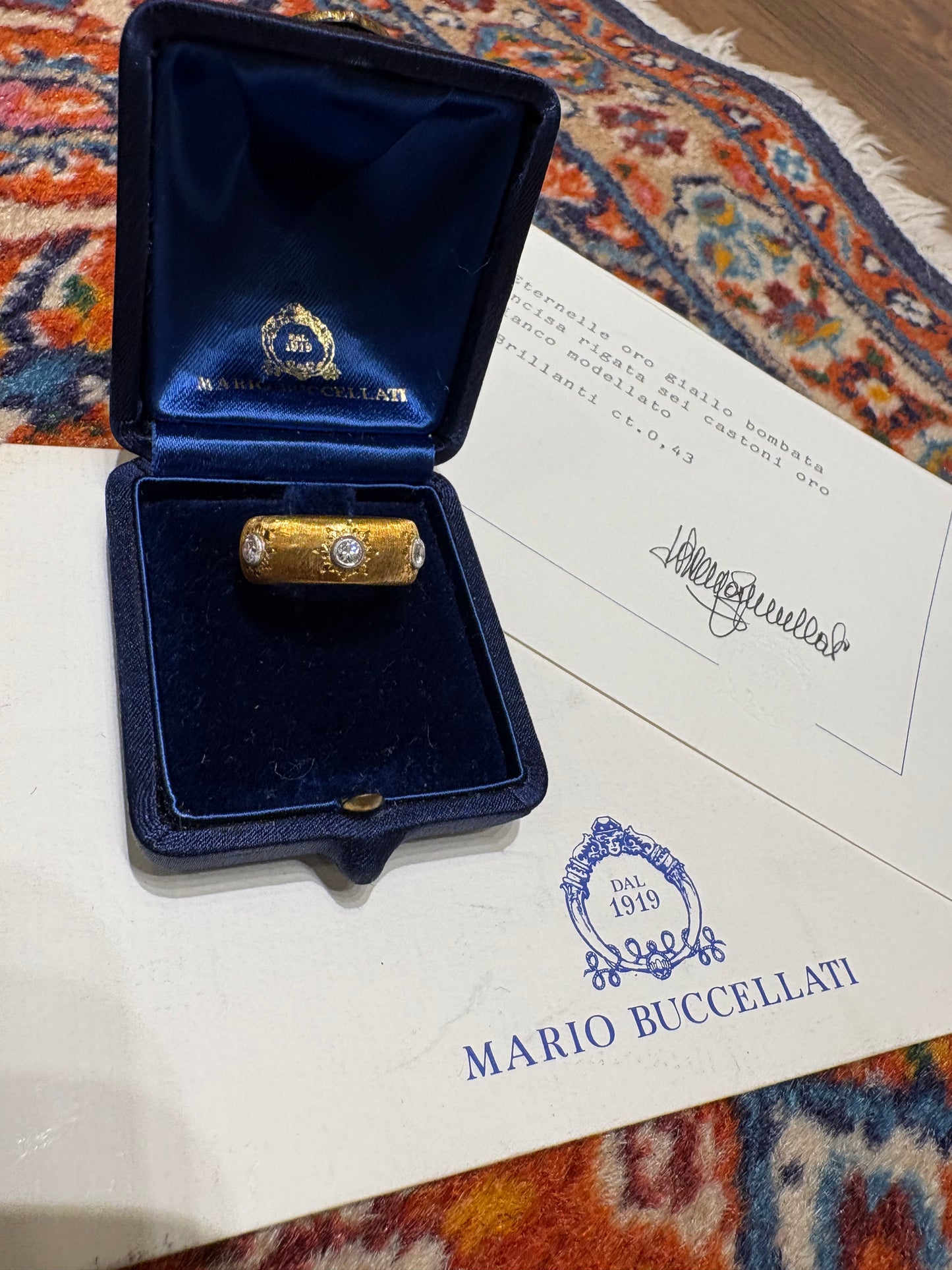 Mario Buccellati anello Eternelle Macri in oro rosa 18kt e brillanti certificato