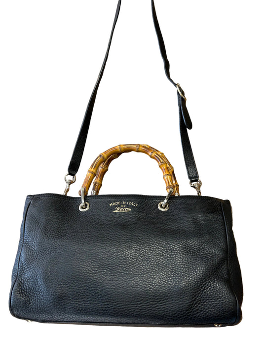Gucci borsa manico bamboo e tracolla