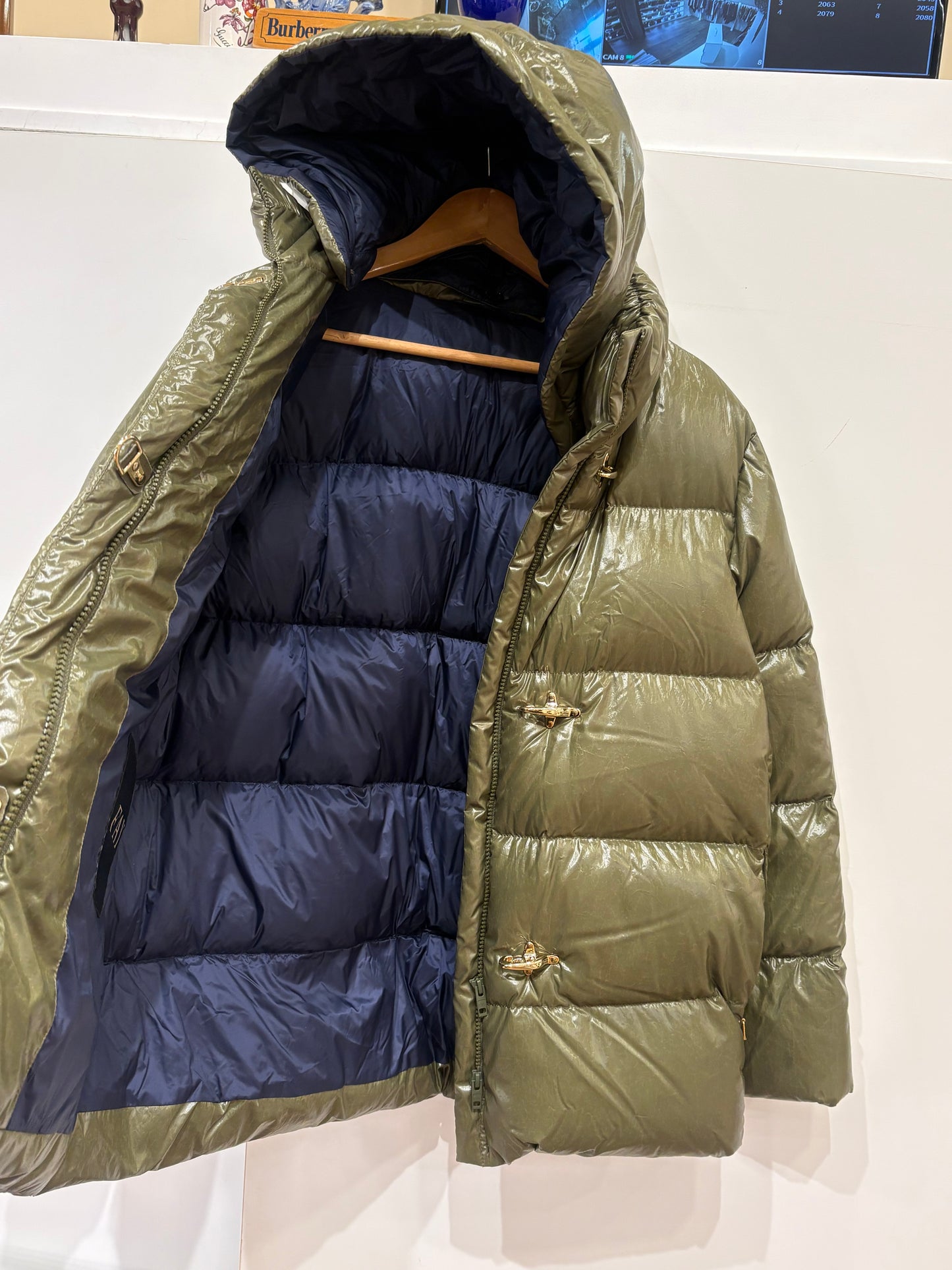 Fay piumino verde salvia ganci oro chiaro M