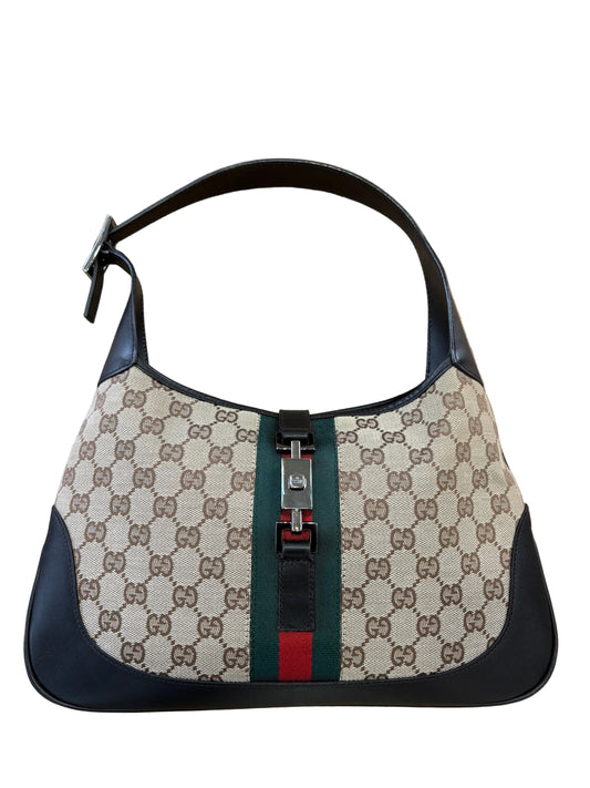 Gucci Jackie borsa a spalla in tessuto GG e pelle , nastro web