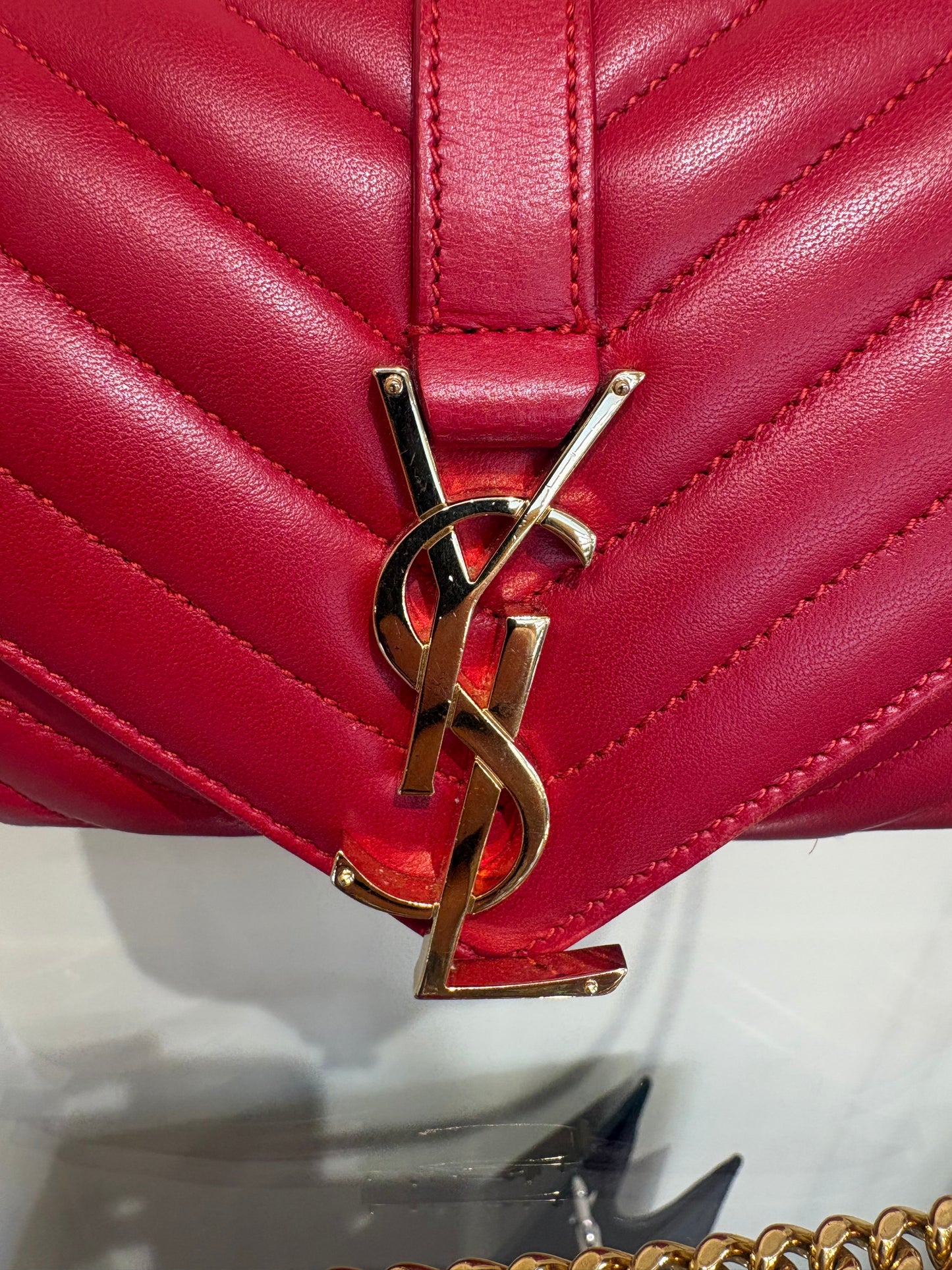 Saint Laurent Classic Baby Monogram Chain Bag in Matelassé Leather