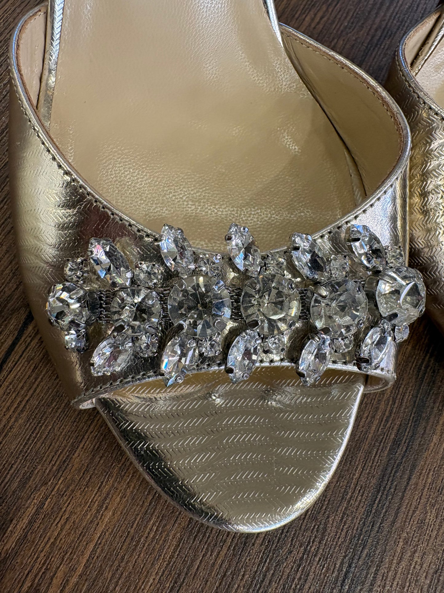 Jimmy Choo sandali oro con pietre effetto diamante n37,5. Nuovo