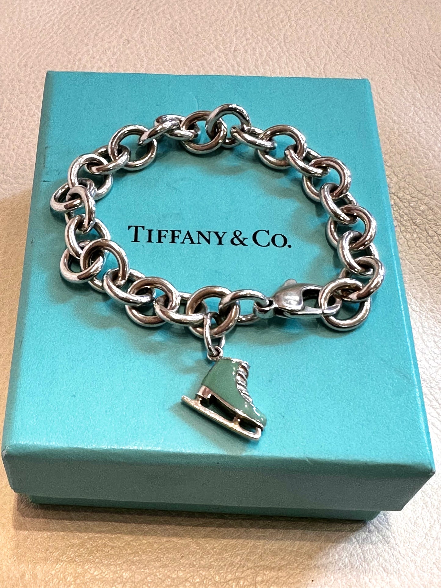 Tiffany  bracciale in argento e blu Enamel  ice skate charm