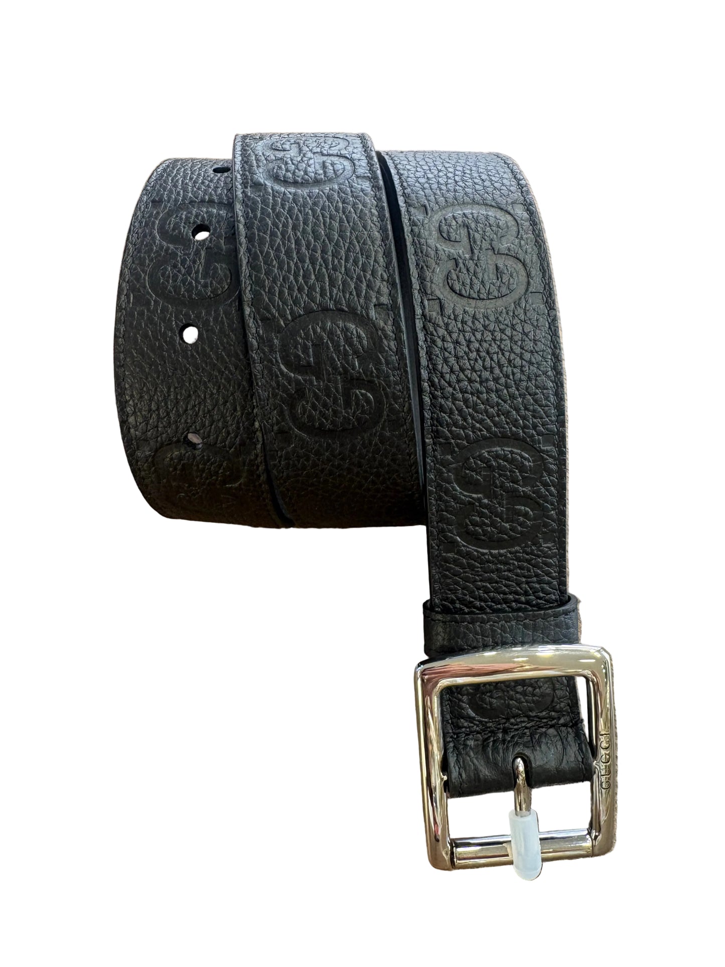 Gucci Cintura da uomo ( anche unisex )con motivo GG in rilievo e fibbia squadrata mis. 80. Nuovo